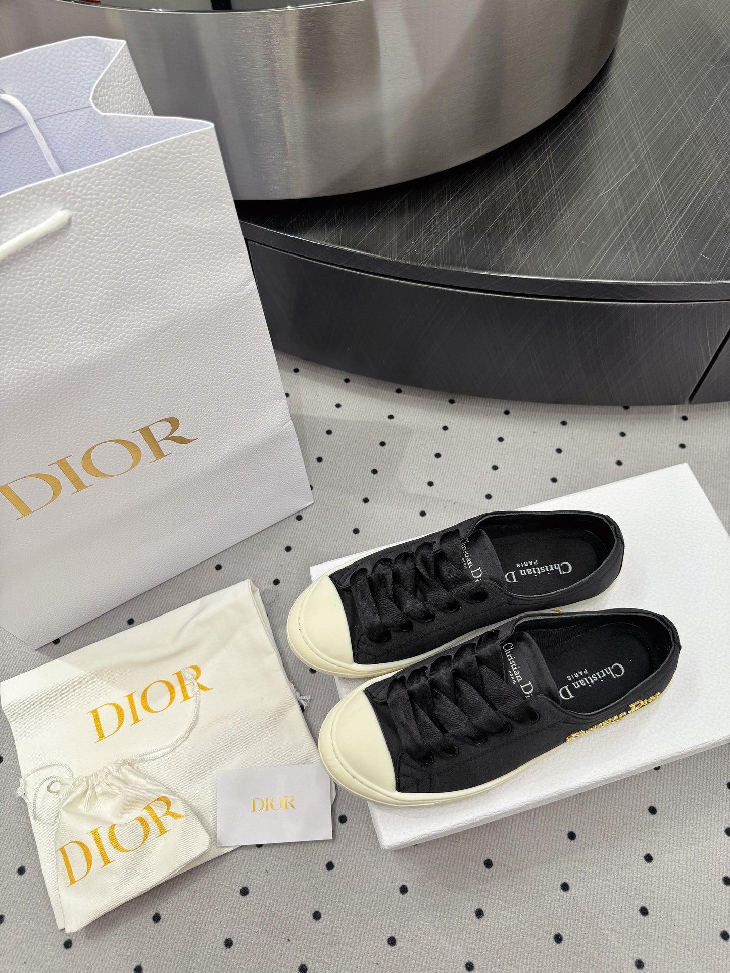 Dior Lucky Sneaker Black Satin  618071