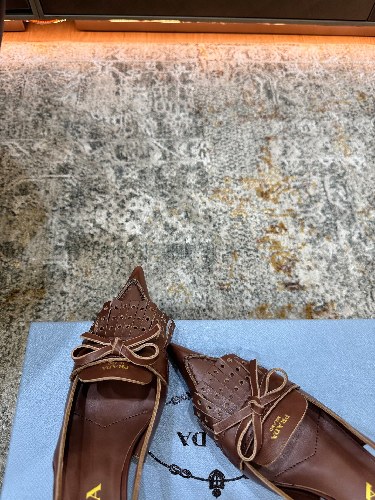 Prada 26s Slingback 6cm Coffee Cowhide 804086