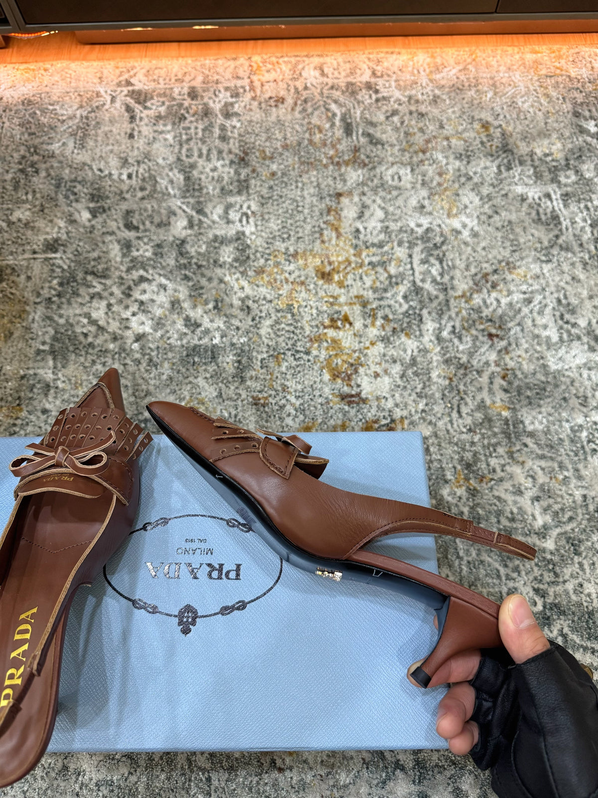 Prada 26s Slingback 6cm Coffee Cowhide 804086