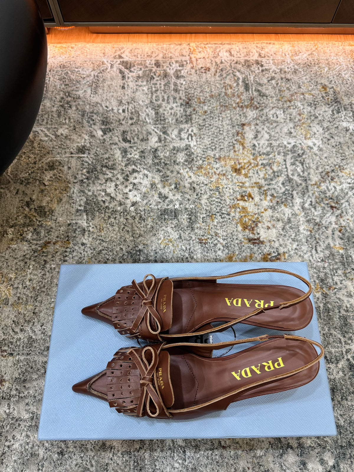 Prada 26s Slingback 6cm Coffee Cowhide 804086