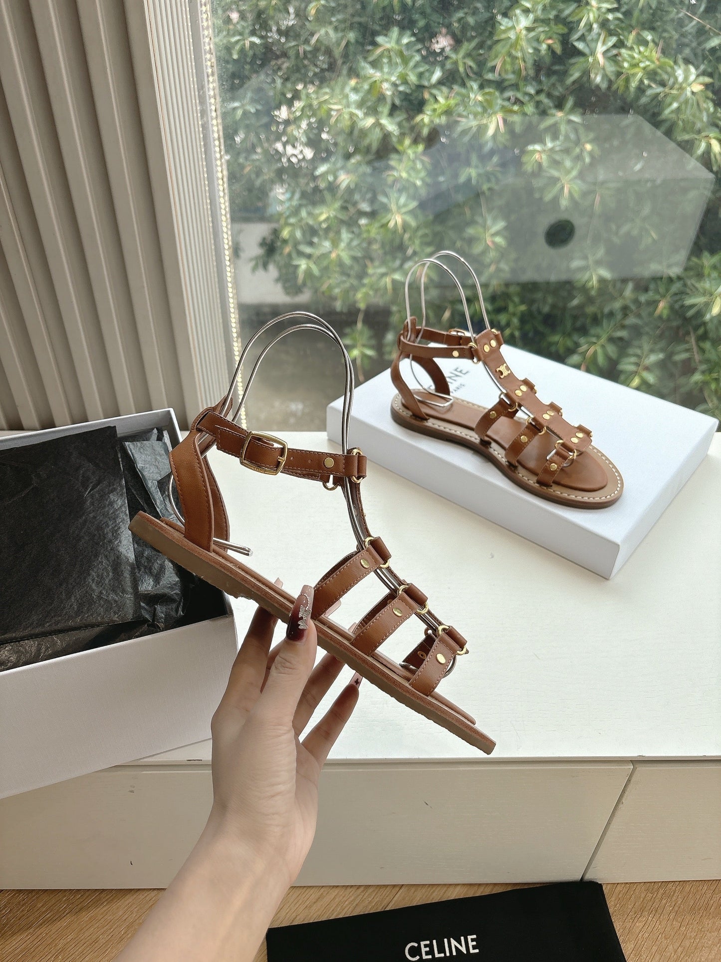 CL Lympia Gladiator Sandal In Tan Calfskin 319899