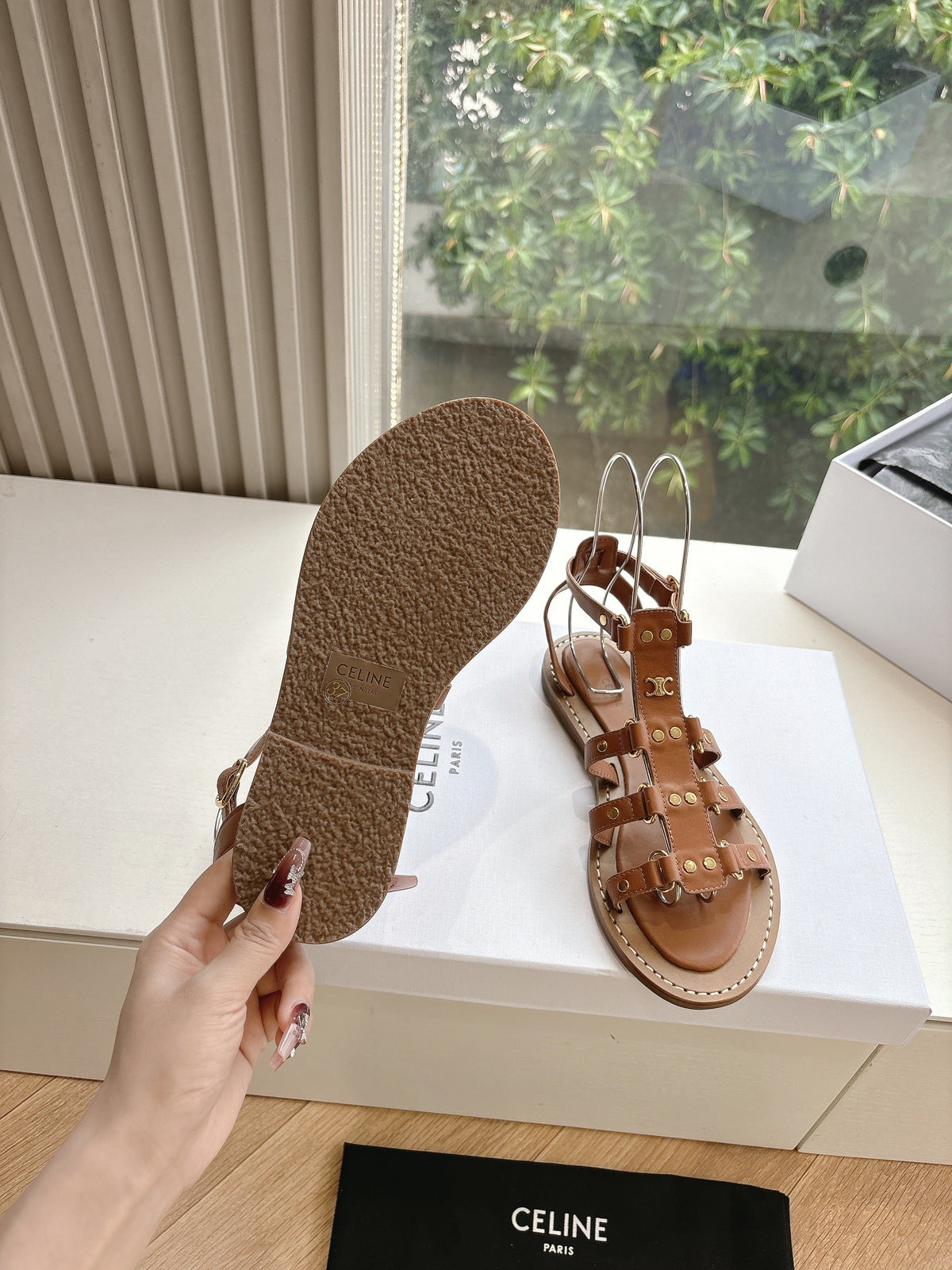 CL Lympia Gladiator Sandal In Tan Calfskin 319899