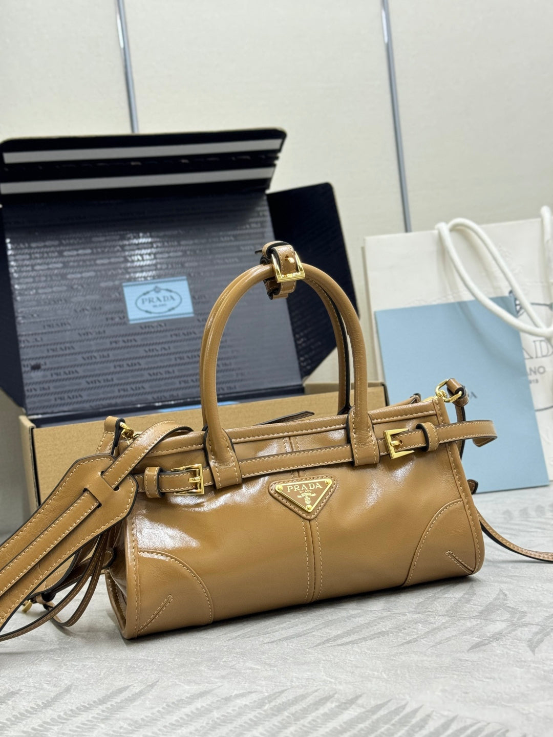 Pra Bonnie Bag 24cm Camel Leather 293958