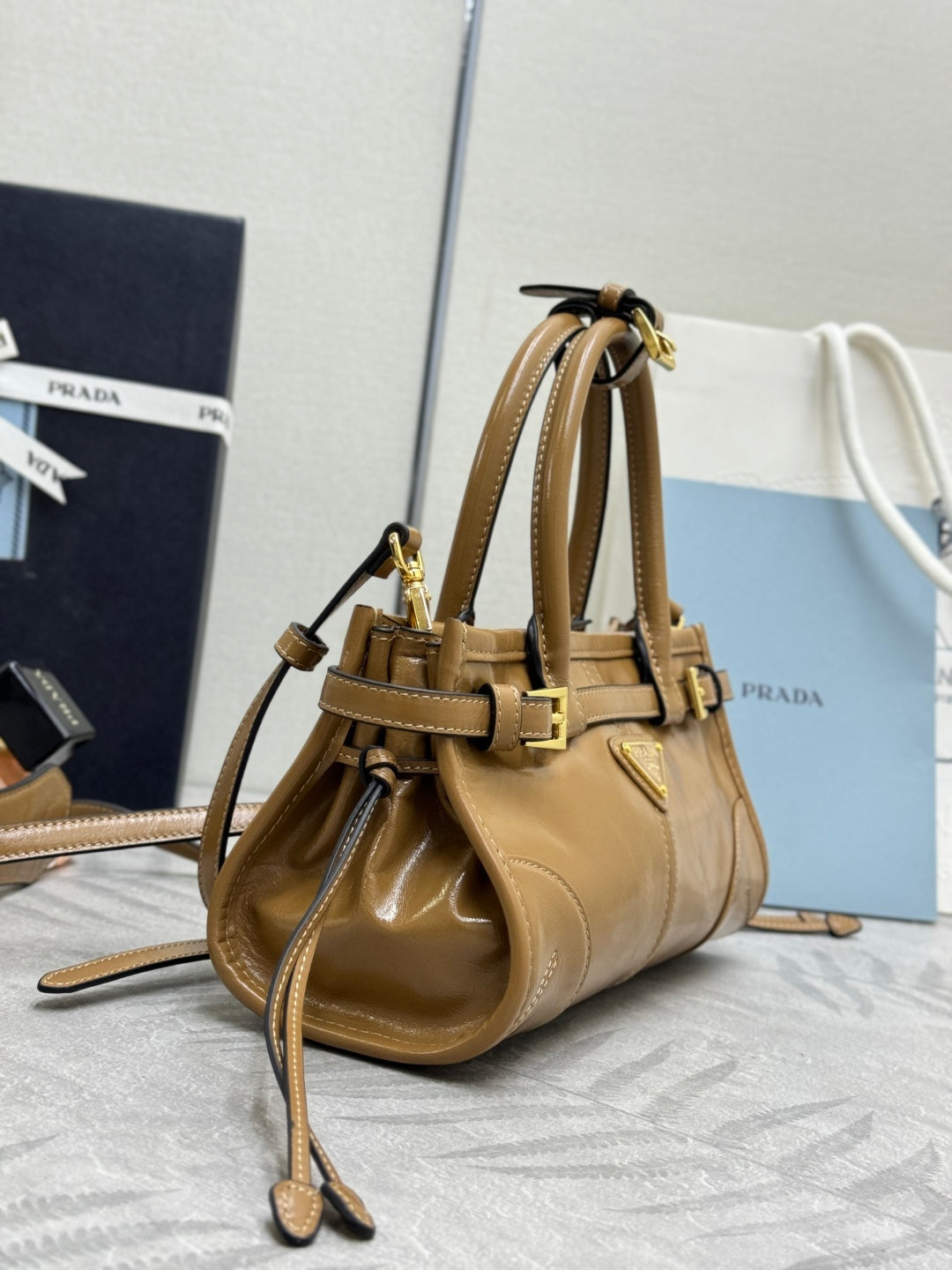 Pra Bonnie Bag 24cm Camel Leather 293958