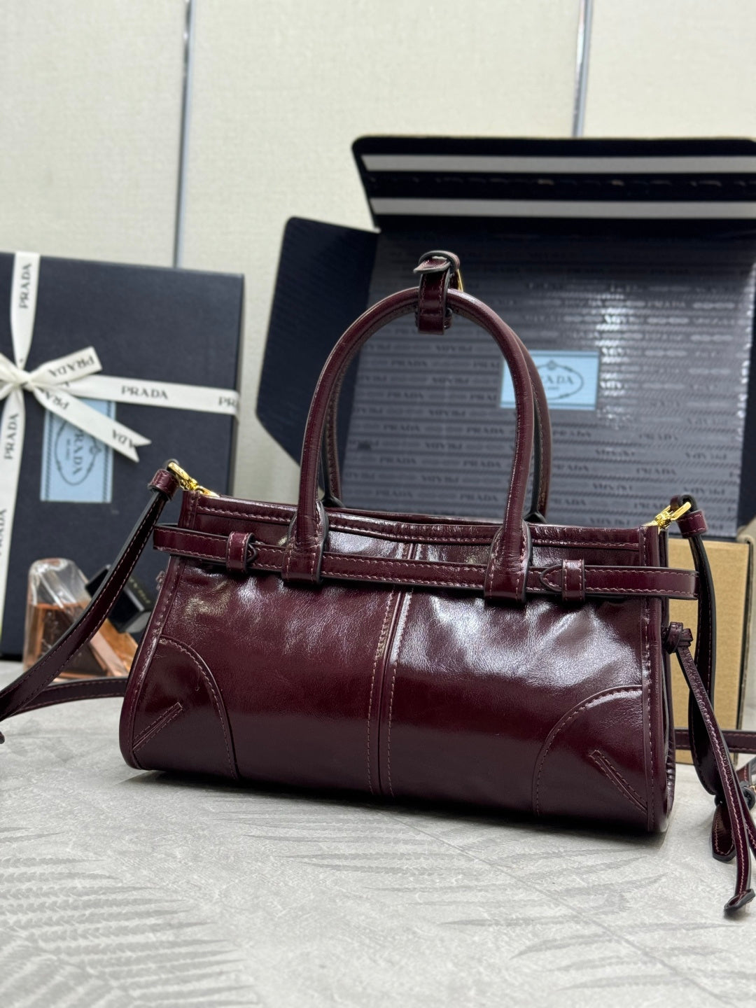 Pra Bonnie Bag 24cm Burgundy Leather 293967
