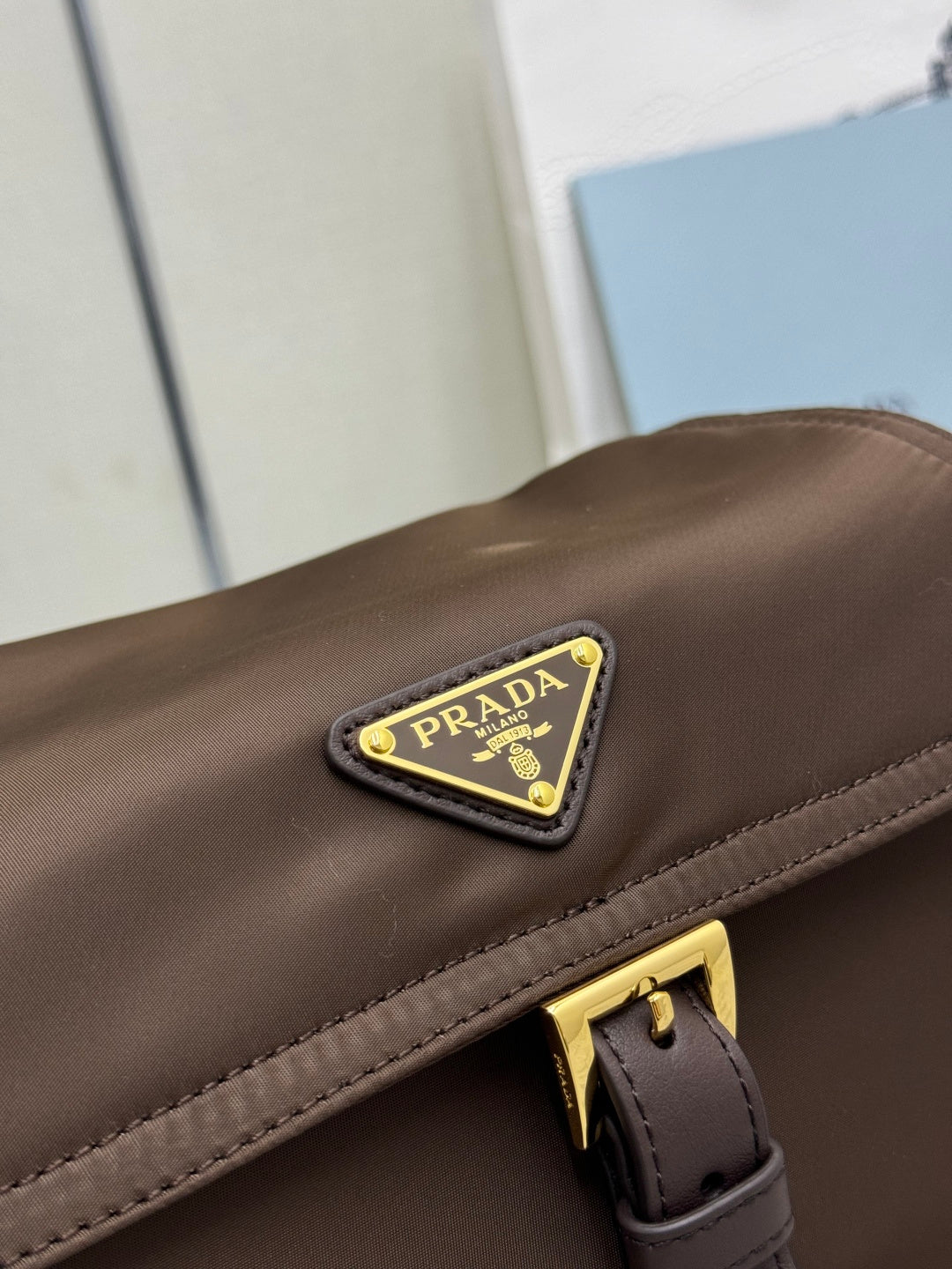 Pra Explore Medium Shoulder Bag With Flap Brown Nylon 294025