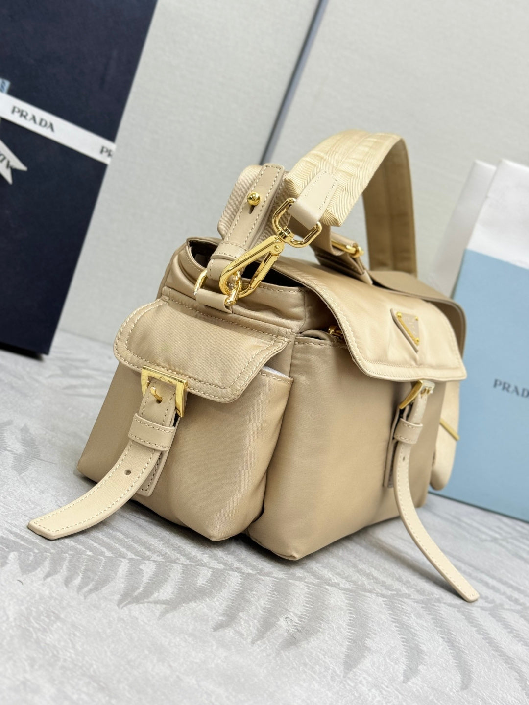 Pra Explore Medium Shoulder Bag With Flap Khaki Nylon 294034