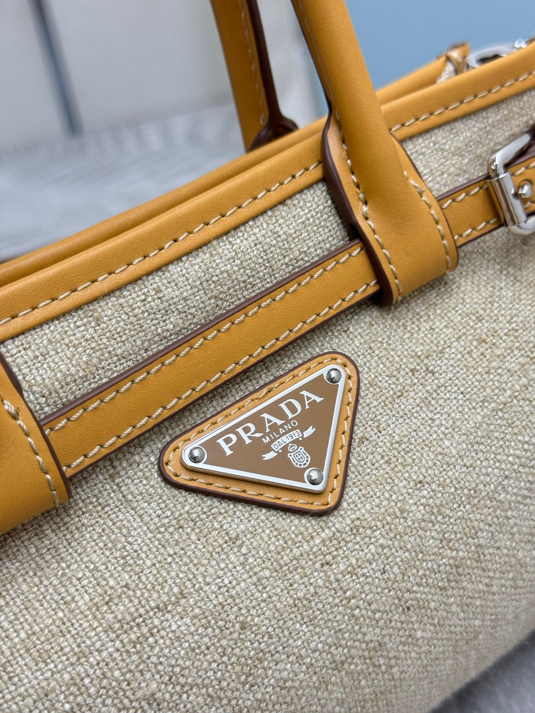 Pra Bonnie Bag 24cm Brown Canvas Leather 293910