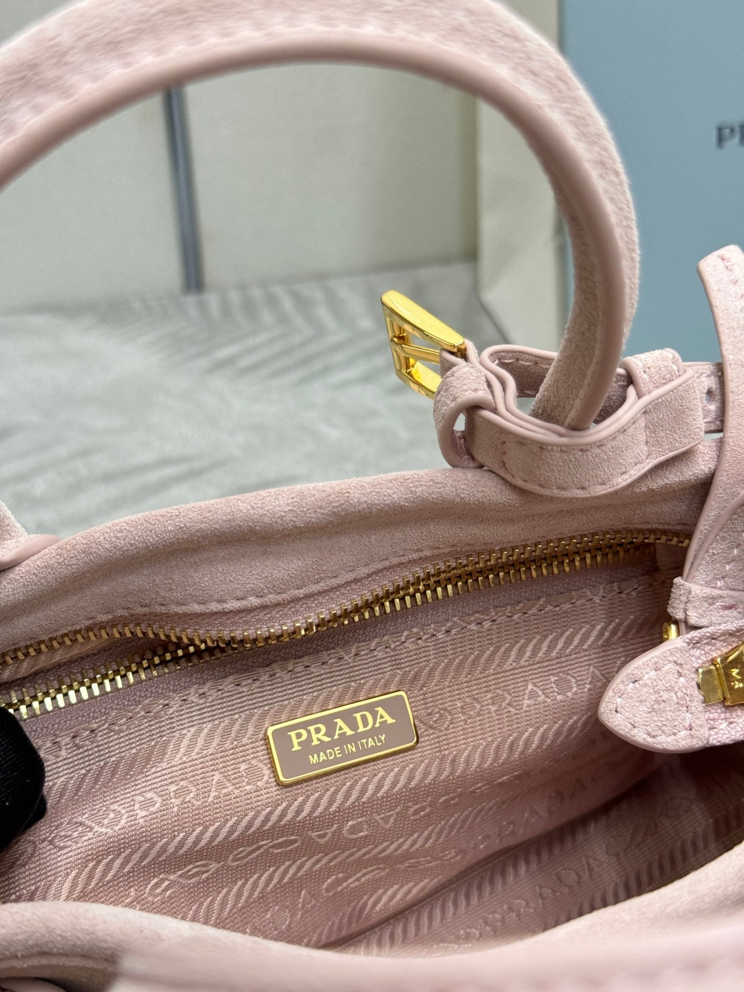 Pra Bonnie Bag 24cm Light Pink Suede Leather 293811
