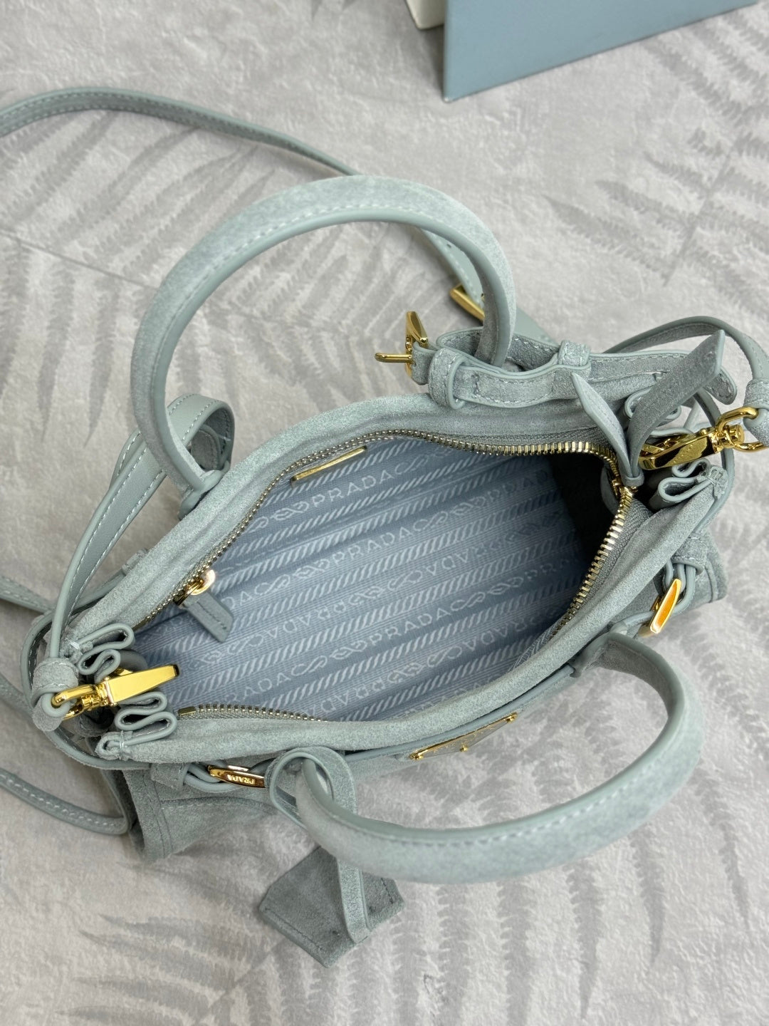 Pra Bonnie Bag 24cm Light Stale Blue Suede Leather 293794