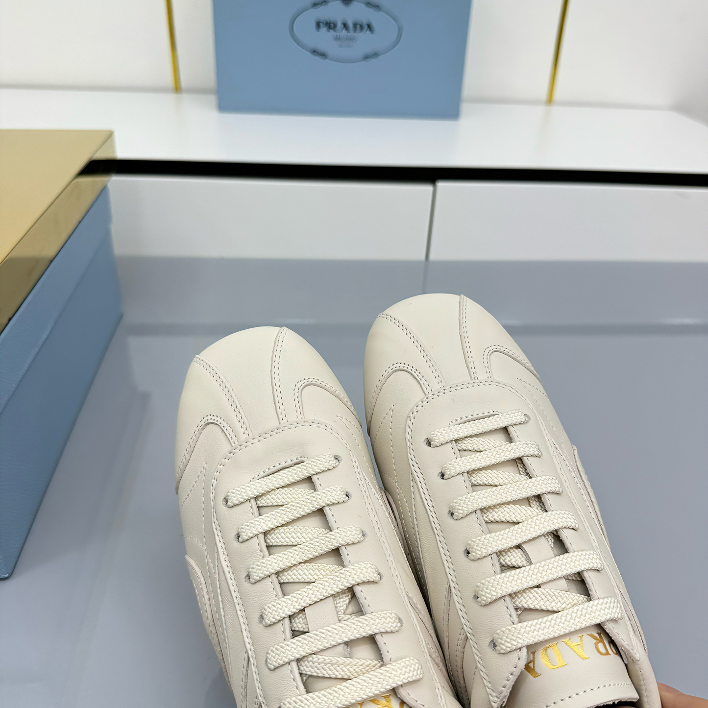 Prada Montecarlo Sneakers Off White Cowhide 565697