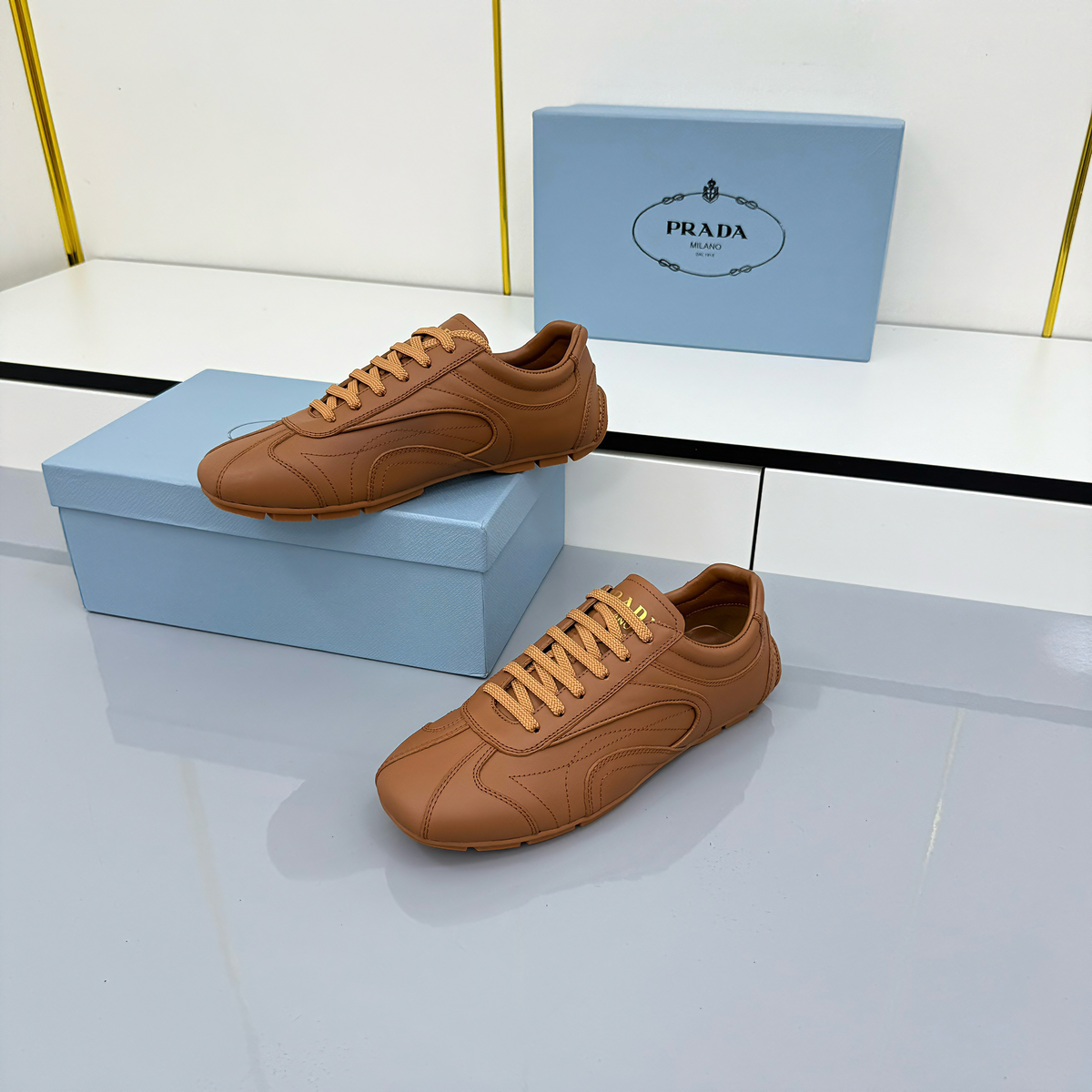 Prada Montecarlo Sneakers Brown Cowhide 565698