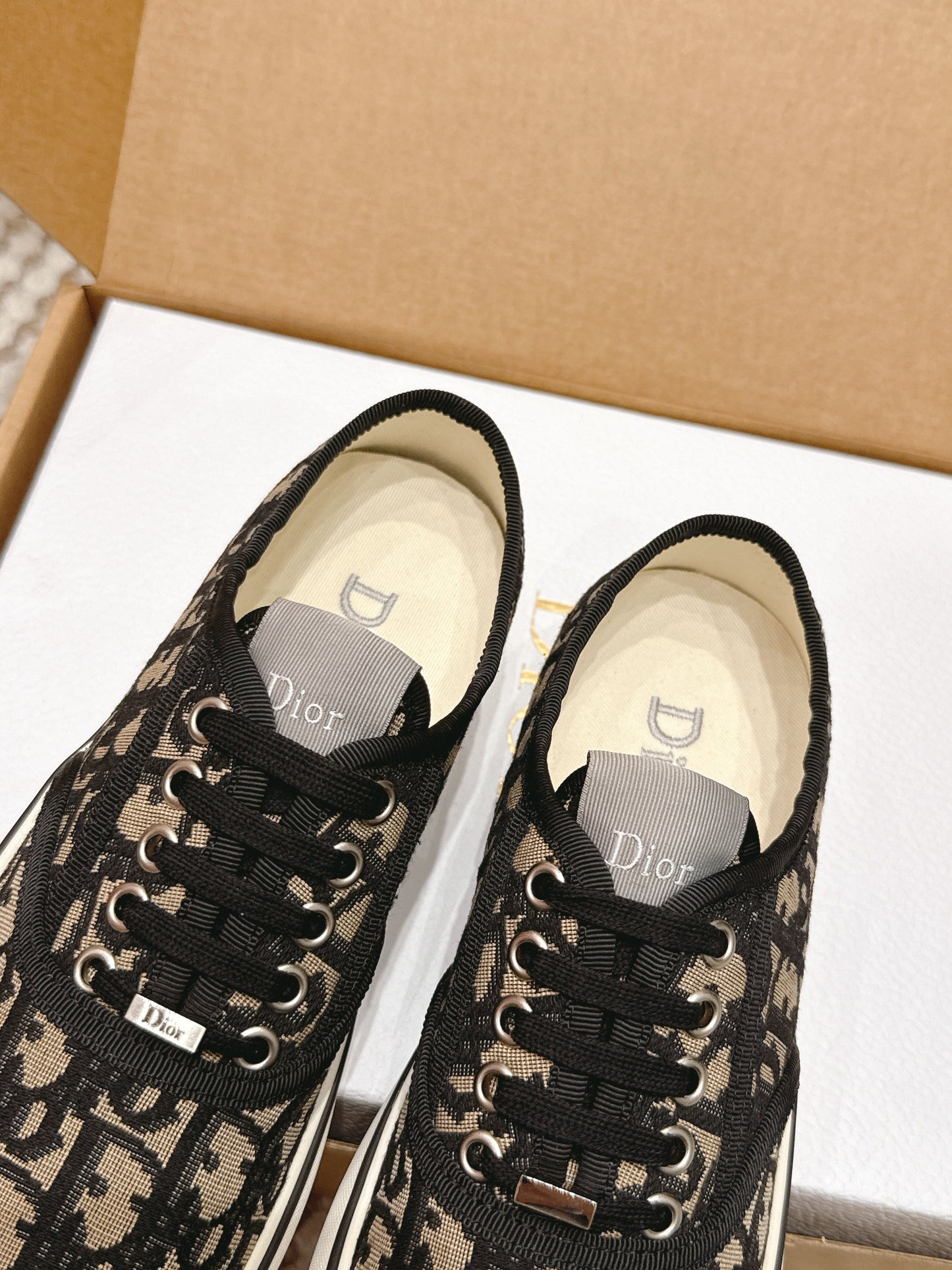CD Saltwind Sneaker Black Beige Oblique Jacquard Cotton 632436