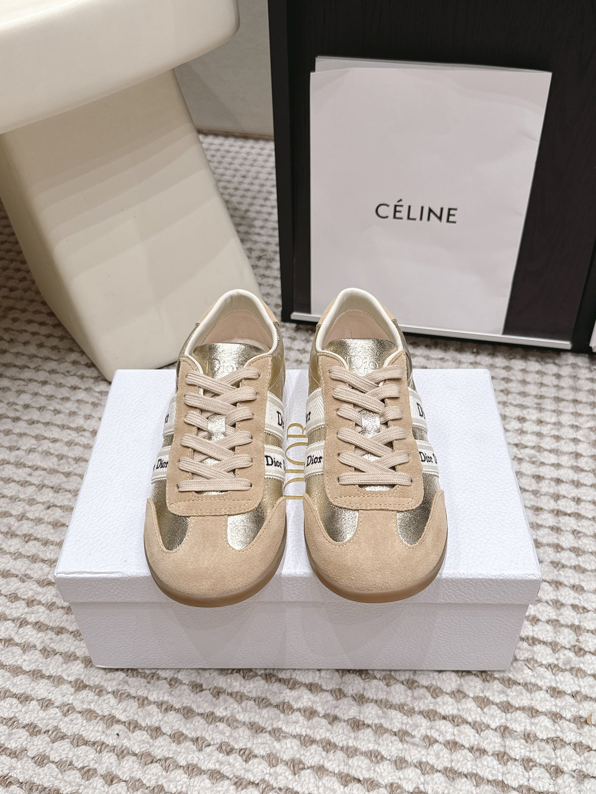 CD Ribbon Sneaker Sliver Khaki Suede Leather  930298