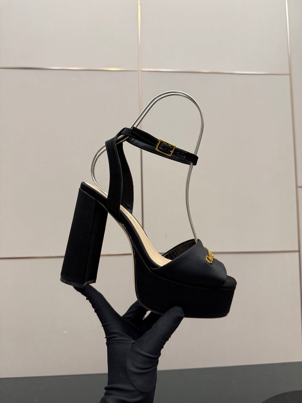 CD 26s High Heel Sandals 120mm Black Satin