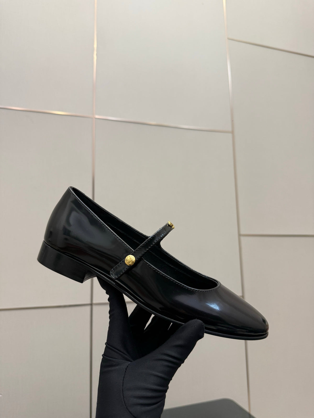 Celine City Mary-Jane Black Lambskin 725641