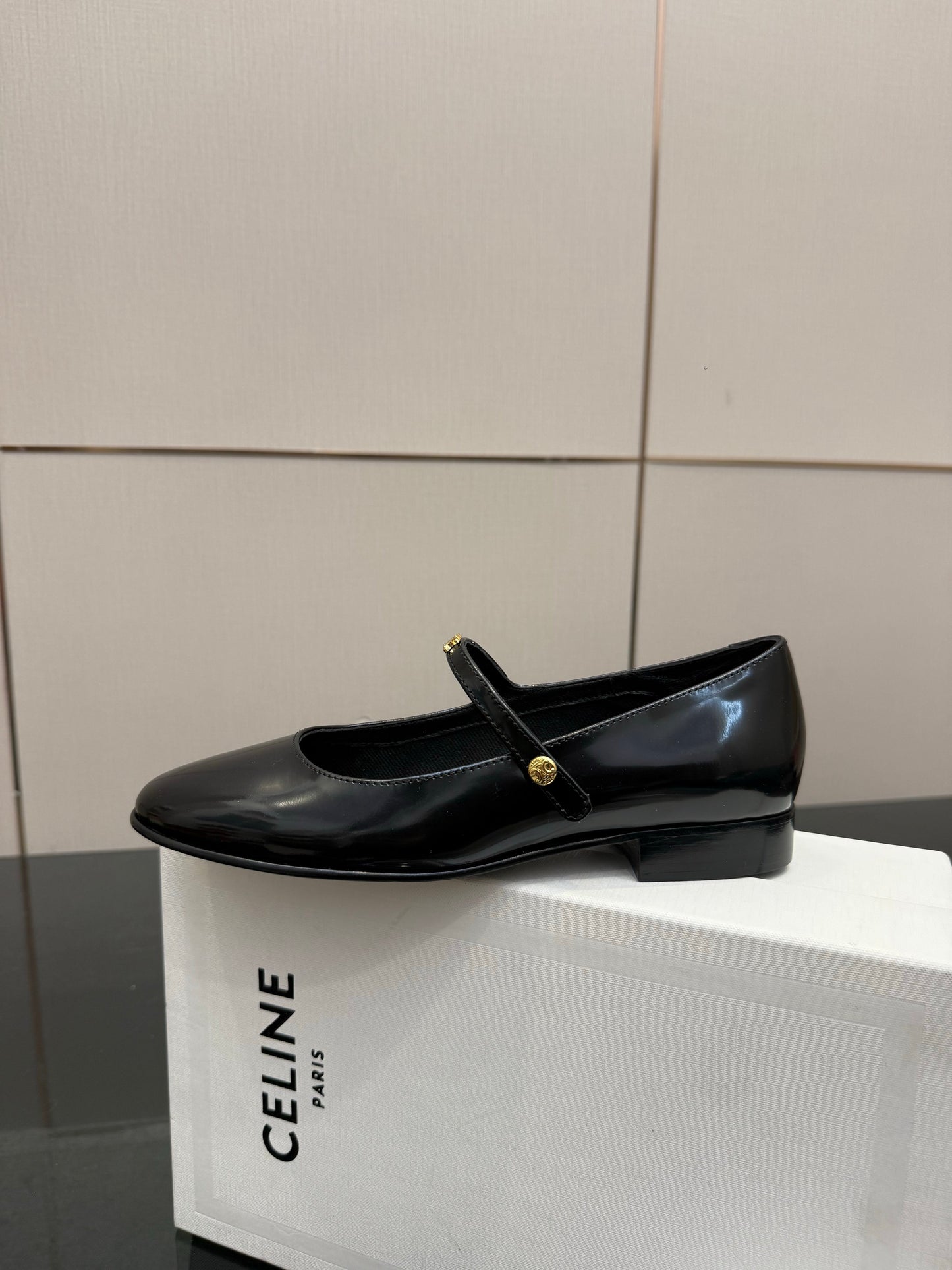 Celine City Mary-Jane Black Lambskin 725641