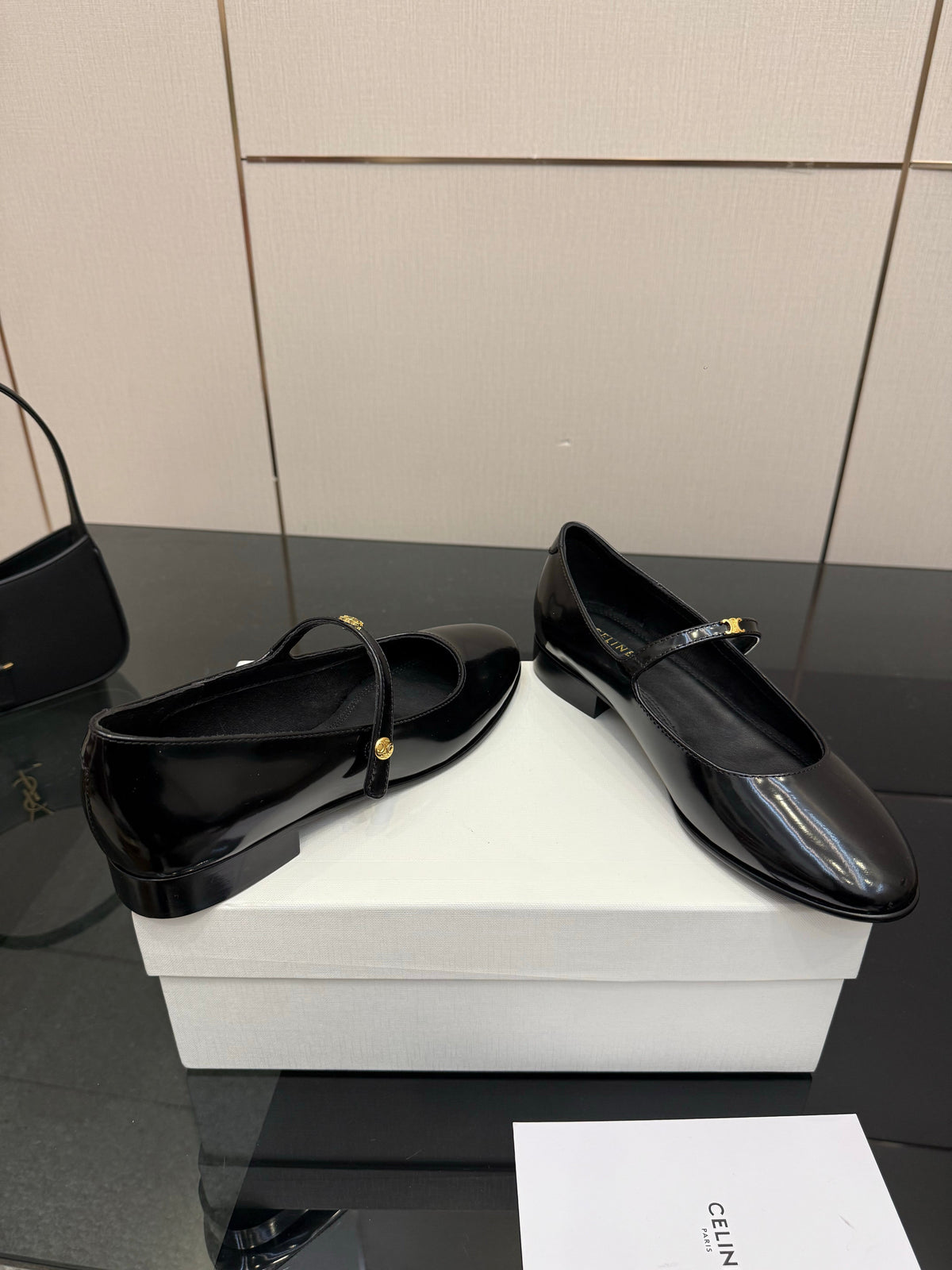 Celine City Mary-Jane Black Lambskin 725641