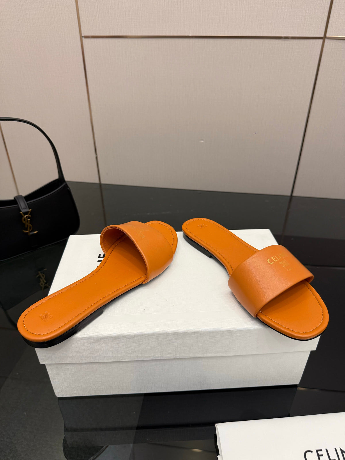 Celine Coast Mule Orange Calfskin 725654