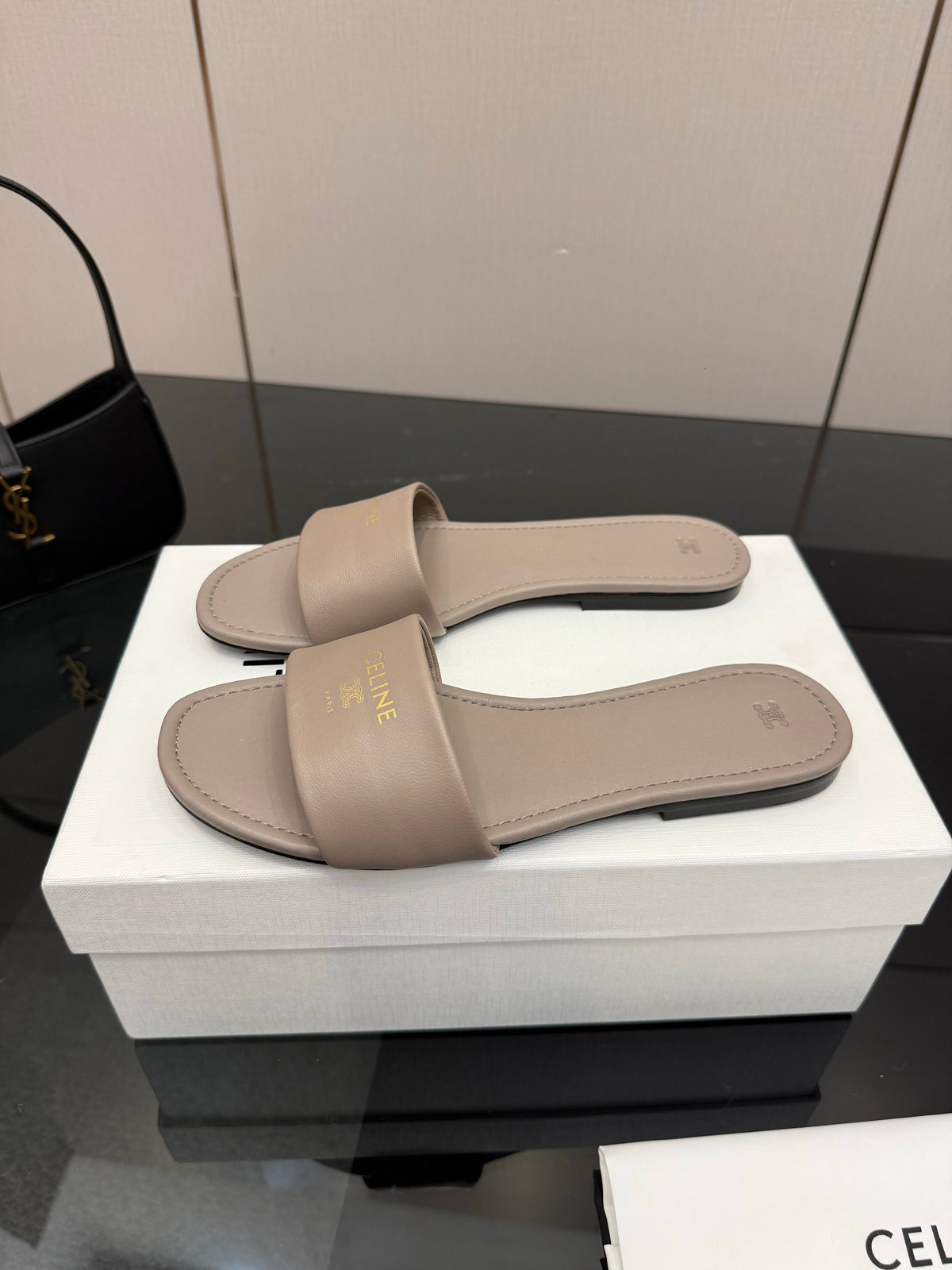 Celine Coast Mule Taupe Calfskin 725655