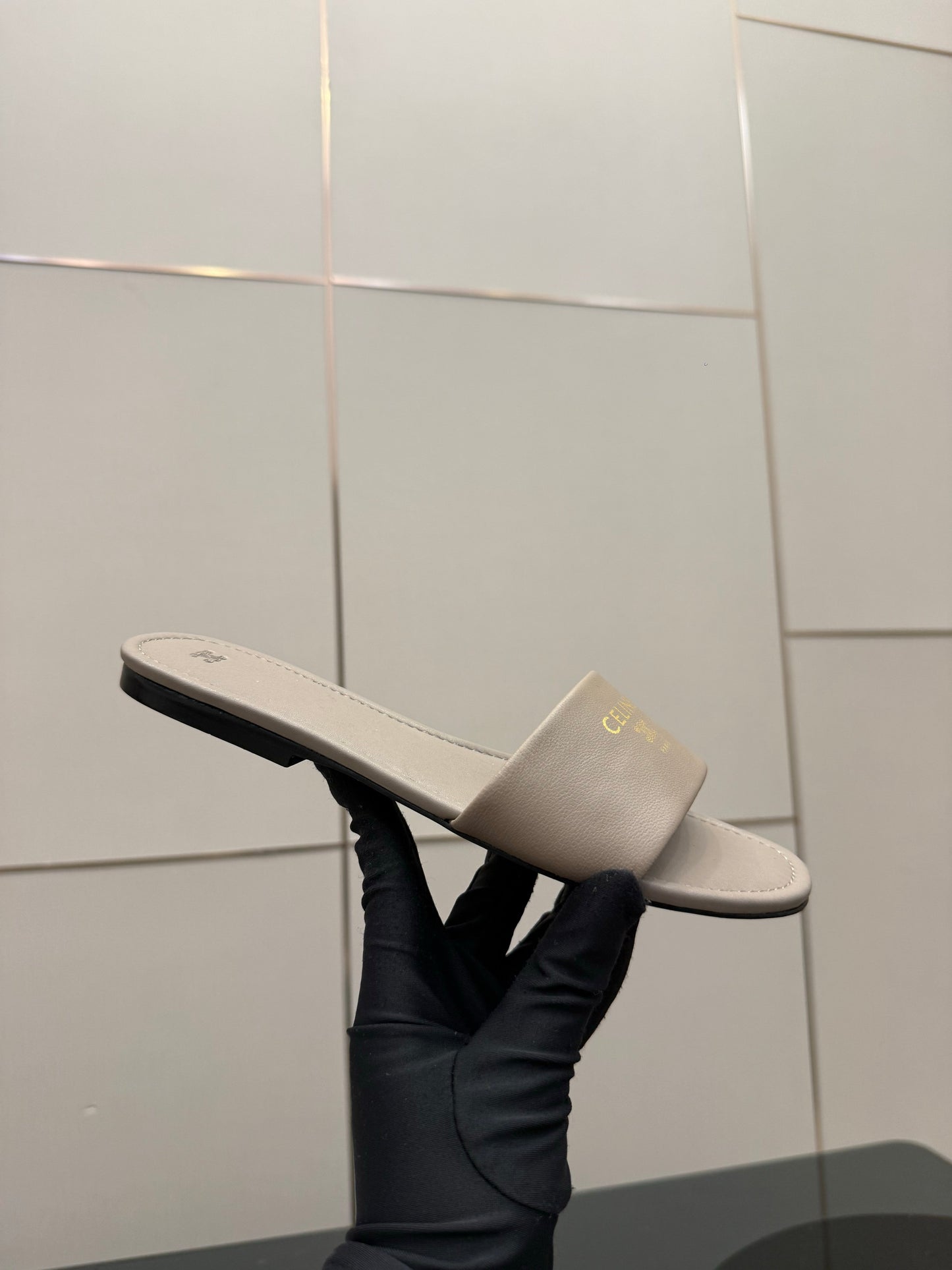 Celine Coast Mule Taupe Calfskin 725655