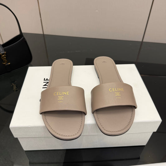 Celine Coast Mule Taupe Calfskin 725655