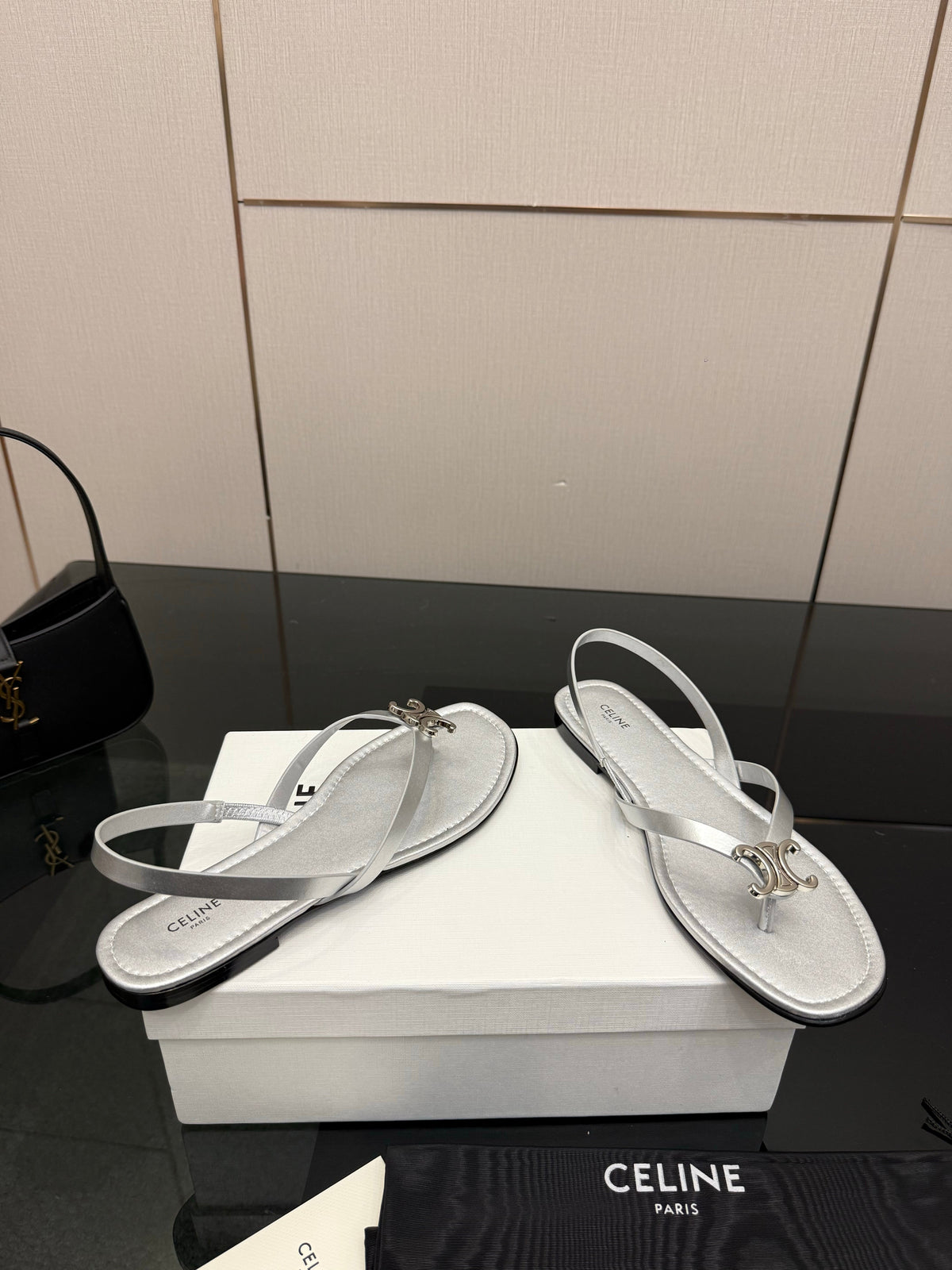 Celine Biki Sandal Sliver Calfskin 725674