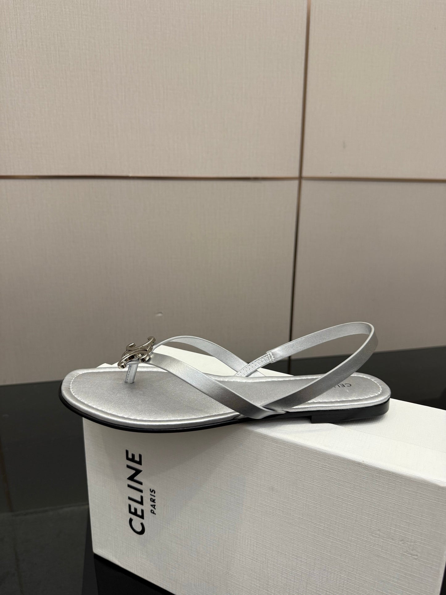 Celine Biki Sandal Sliver Calfskin 725674
