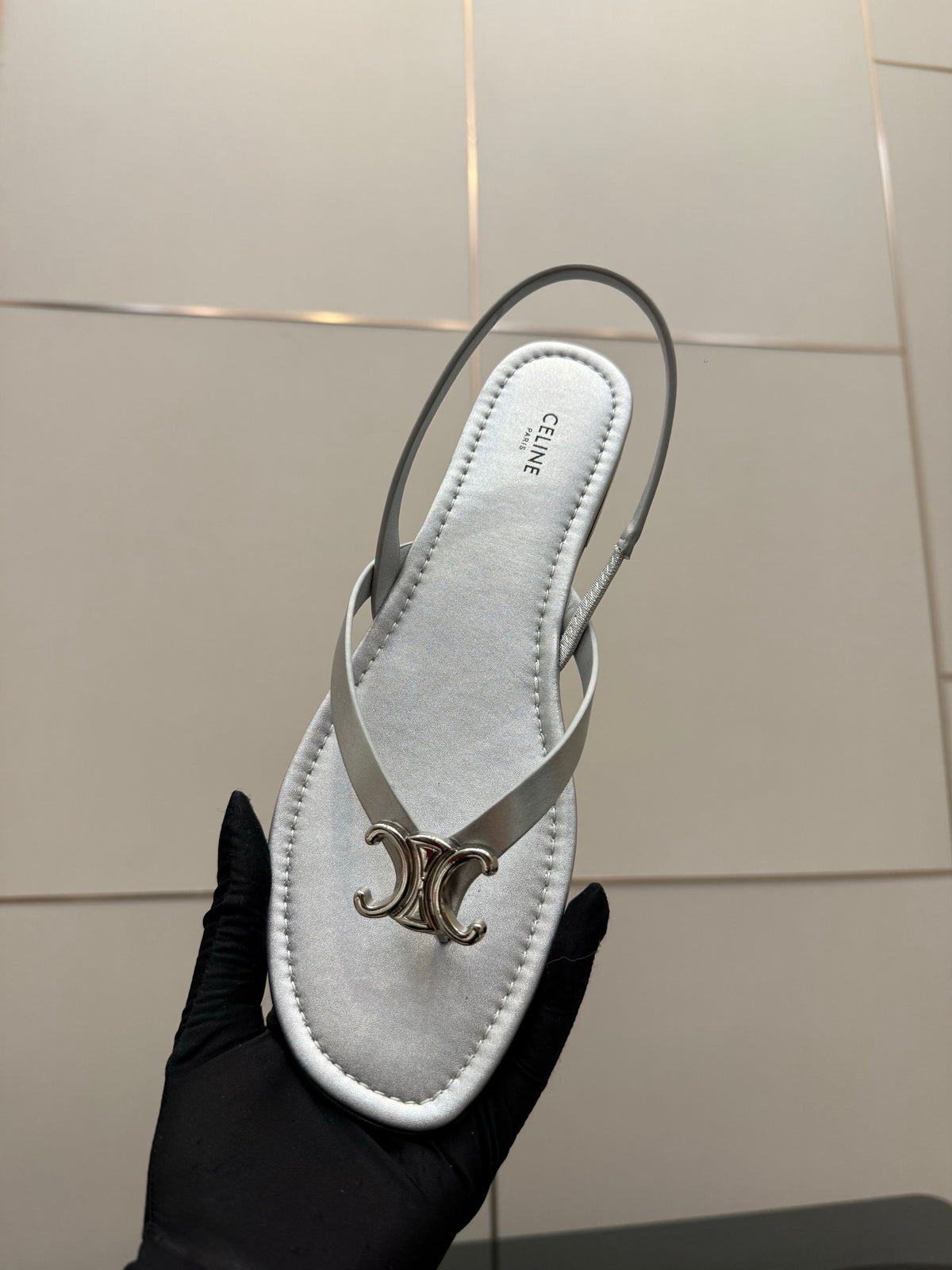 Celine Biki Sandal Sliver Calfskin 725674