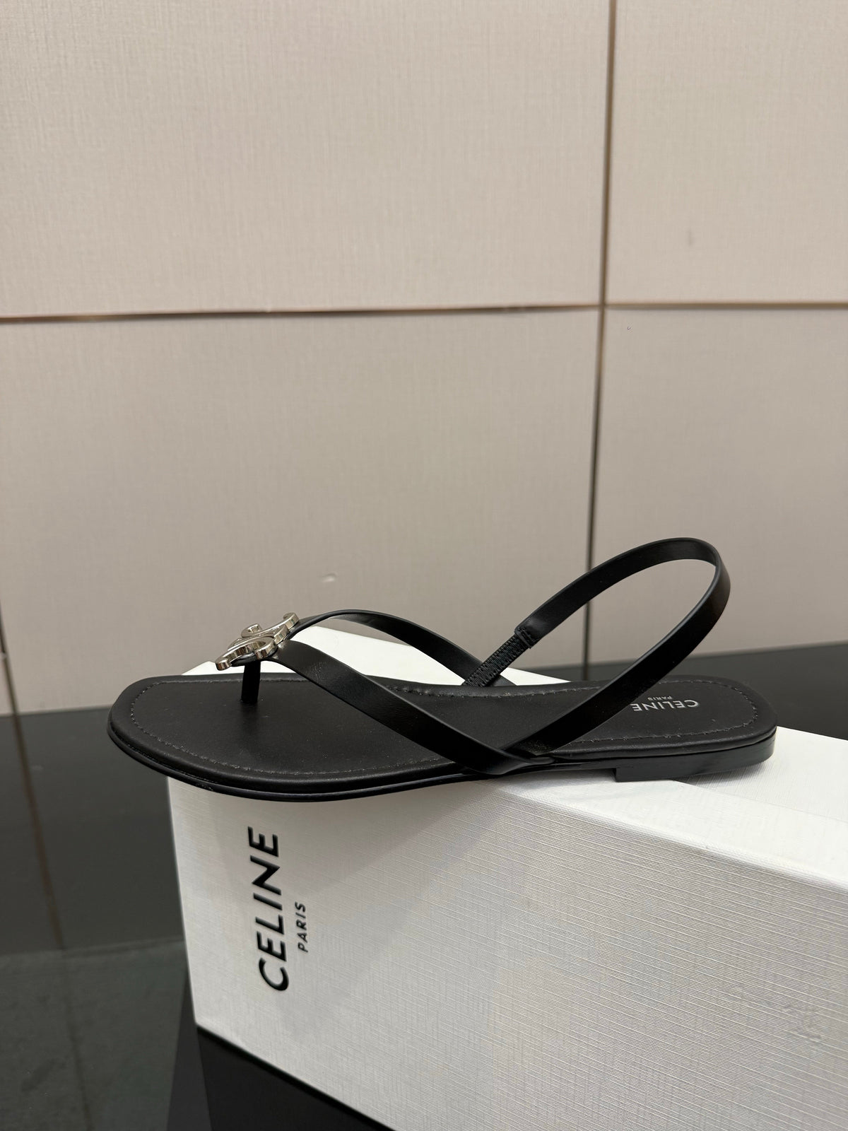 Celine Biki Sandal Black Calfskin 725675