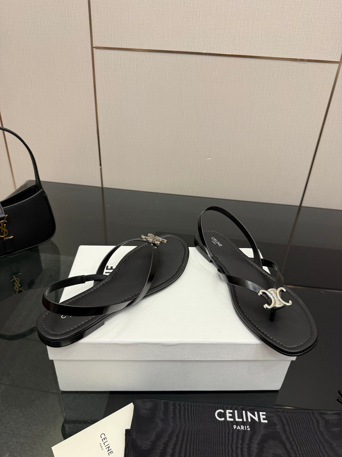 Celine Biki Sandal Black Calfskin 725675