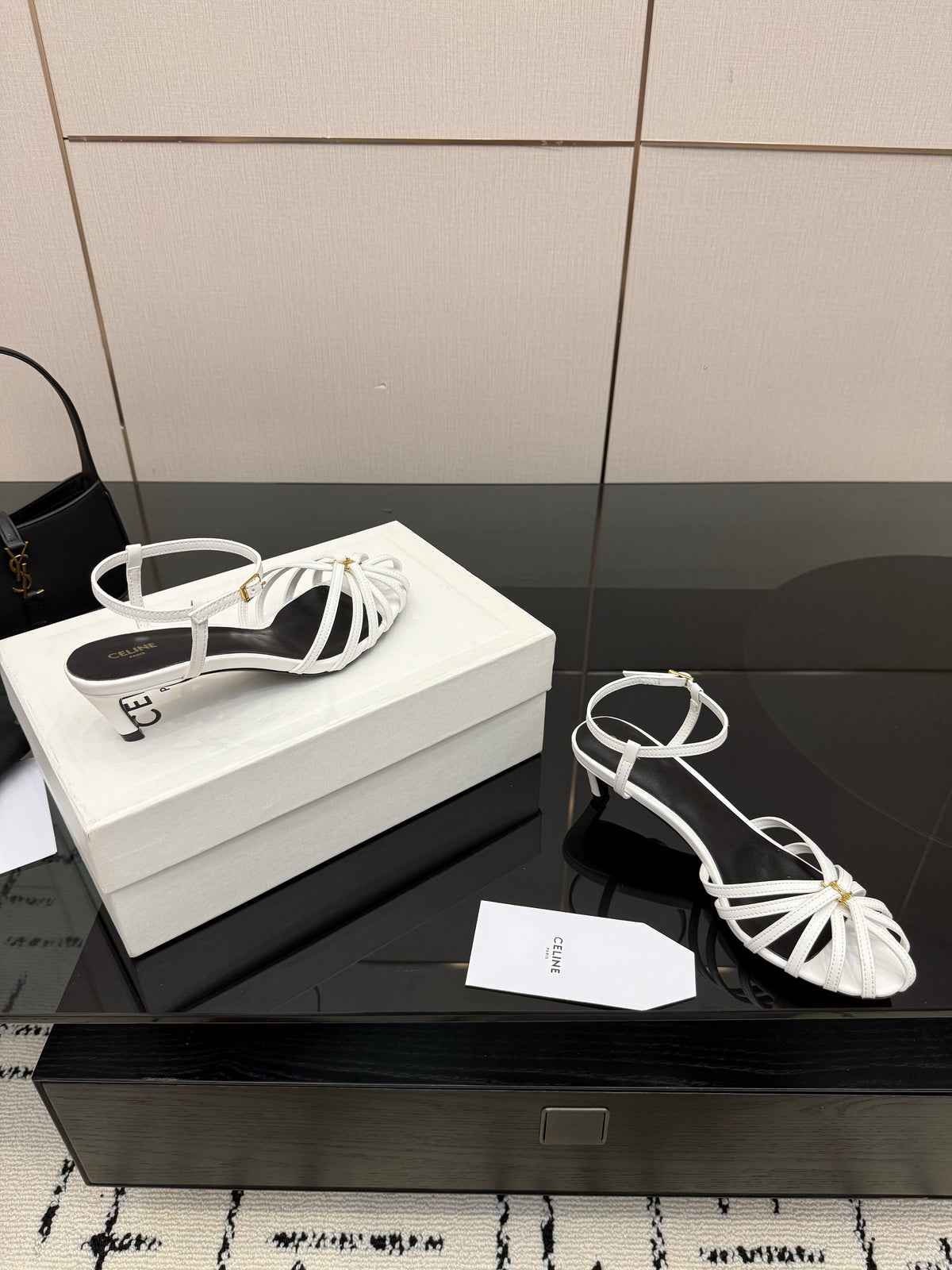 Celine 26s Sandal Triomphe 5cm White Lambskin 894267
