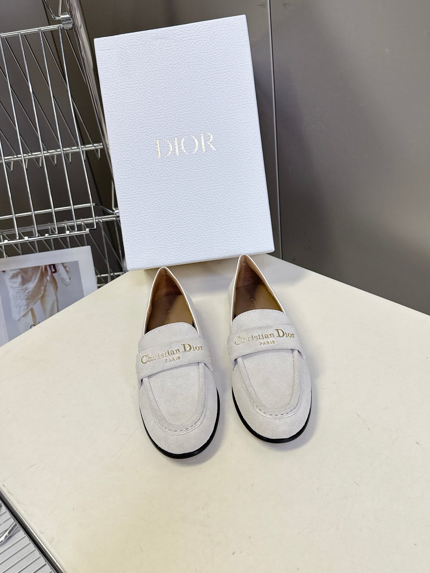 CD  Boy Loafer Rope 5m Light Grayish  Suede Calfskin  492540
