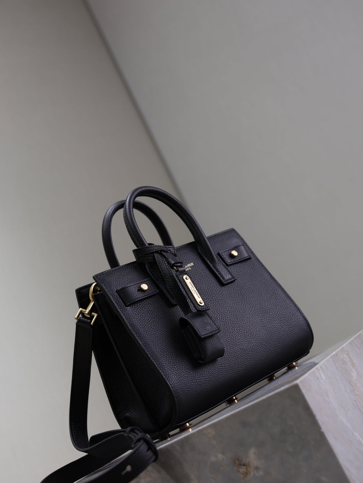 YSL Sac De Jour Nano 22cm Black Grain Cowhide GHW