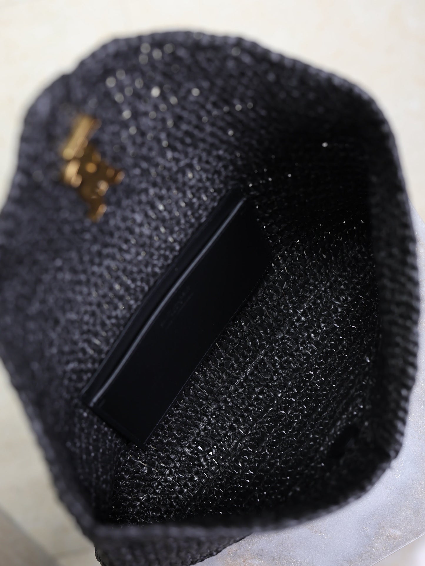 Prada Envelope Clutch 29cm Black Raffia Leather