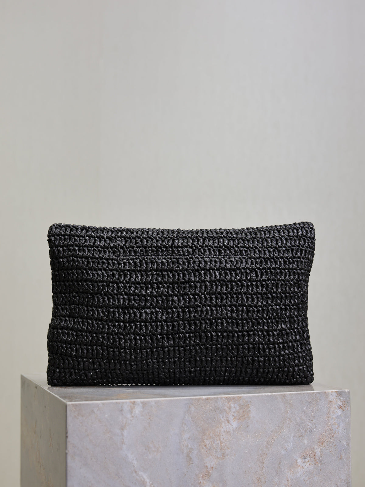 Prada Envelope Clutch 29cm Black Raffia Leather