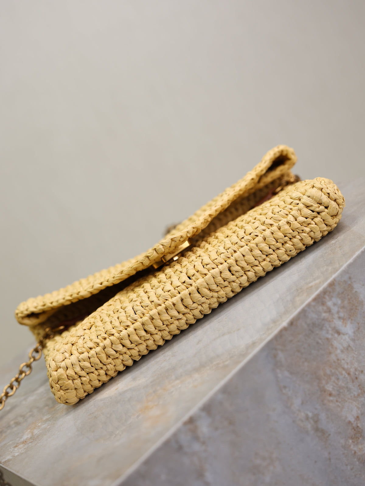 Prada Calypso Bag 19cm Beige Raffia Leather