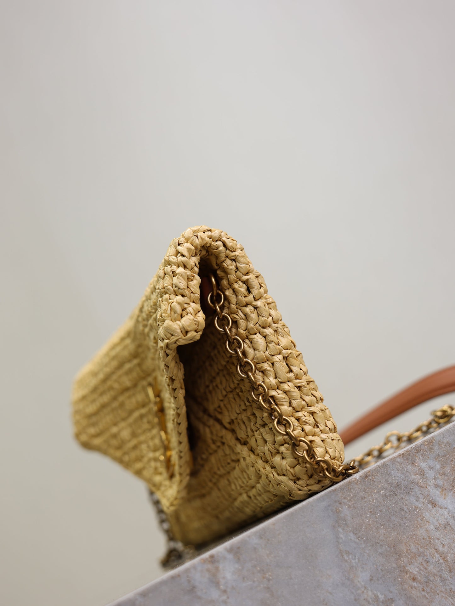 Prada Calypso Bag 19cm Beige Raffia Leather