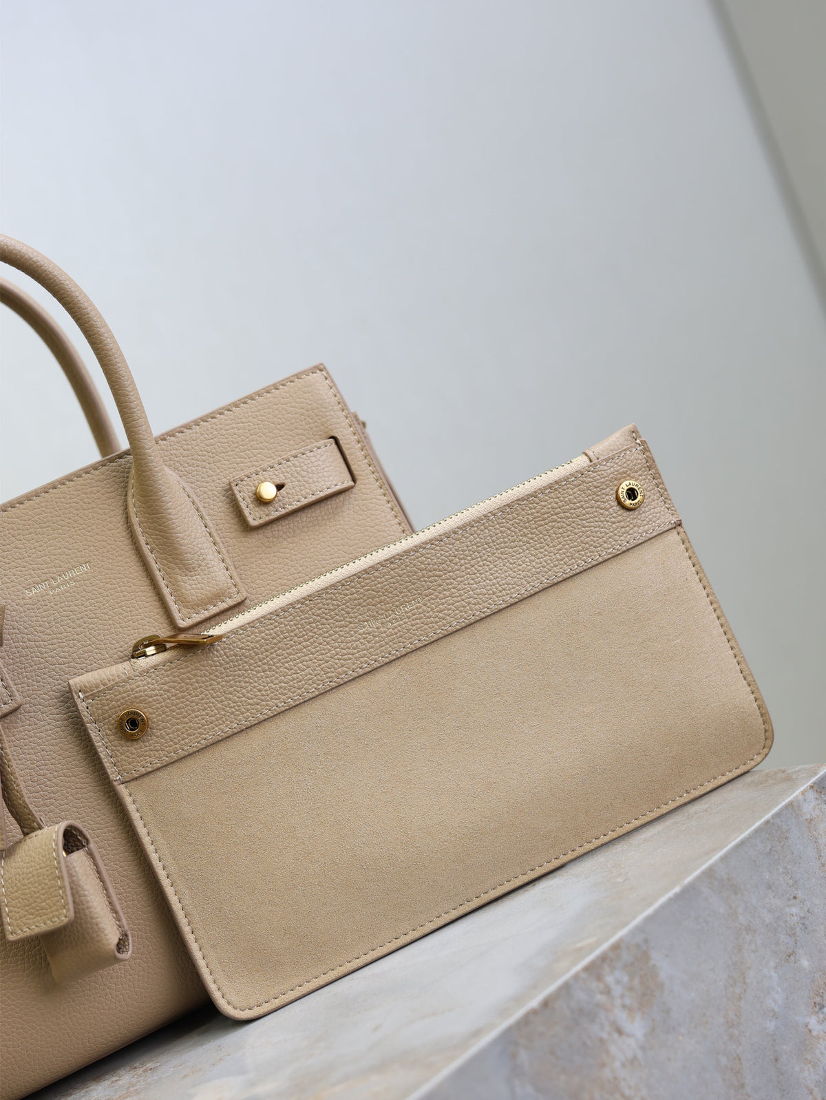 YSL Sac De Jour Nano 26cm Beige  Grain Cowhide GHW