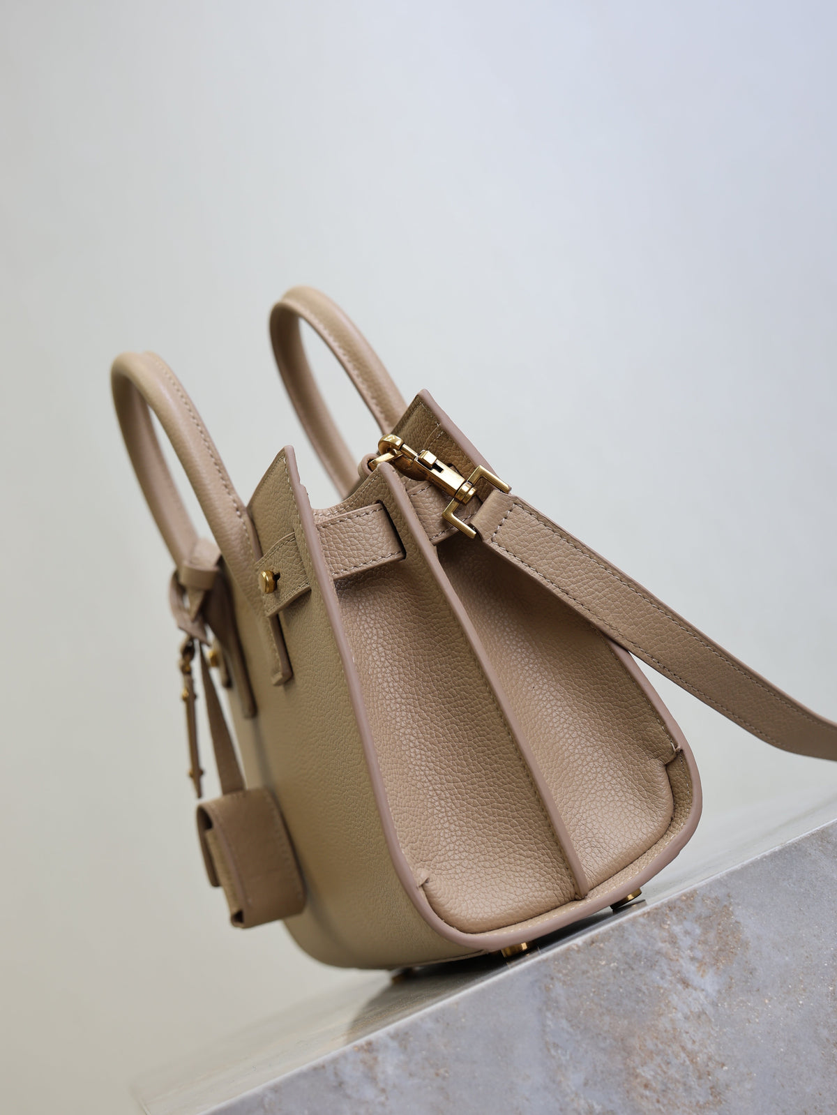 YSL Sac De Jour Nano 22cm Beige Grain Cowhide GHW