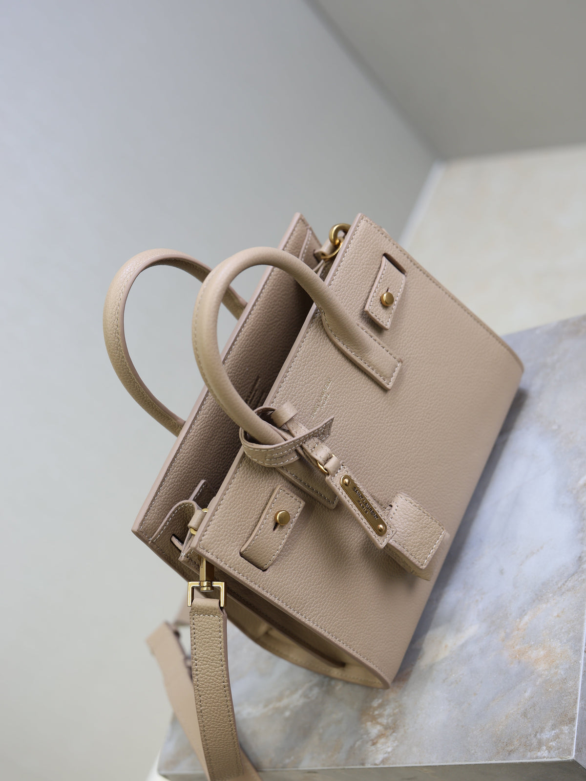 YSL Sac De Jour Nano 22cm Beige Grain Cowhide GHW