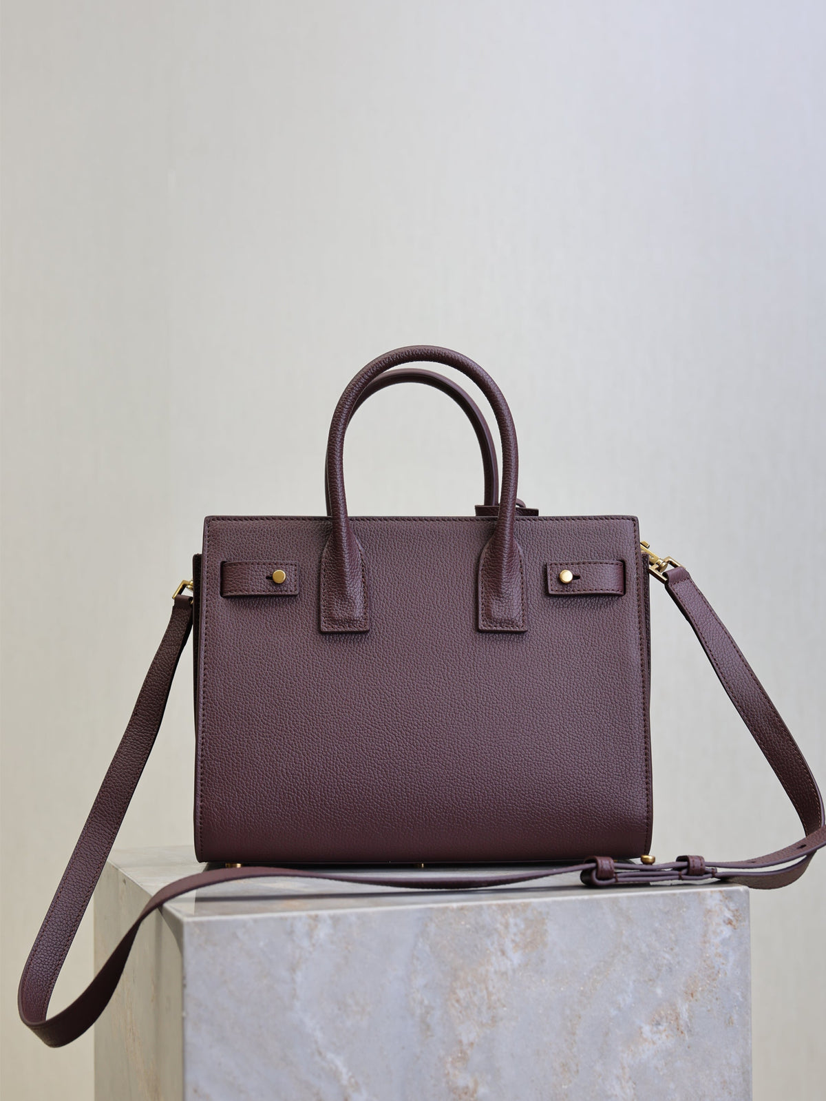 YSL Sac De Jour Nano 26cm Dark Burgundy Grain Cowhide GHW