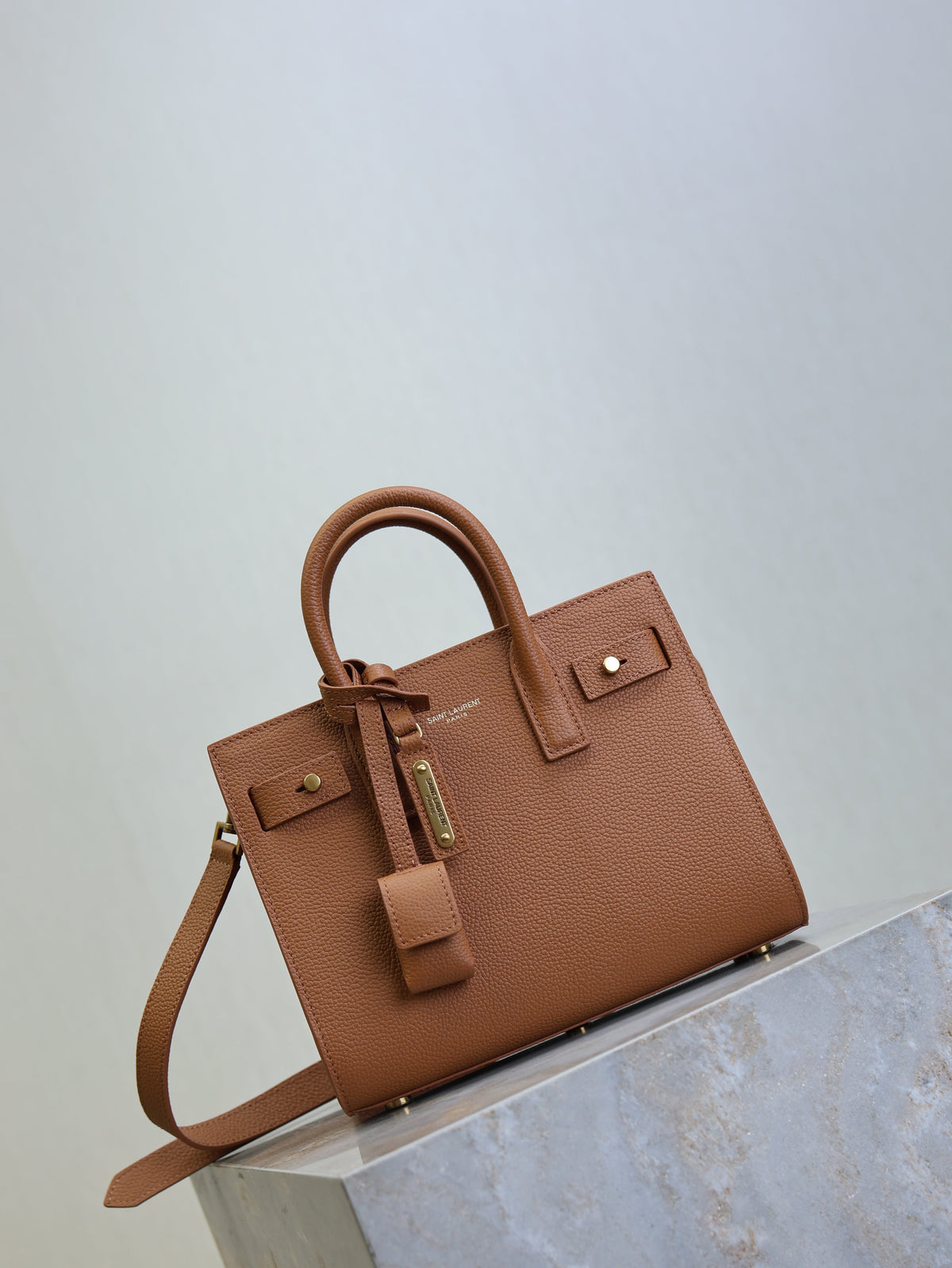 YSL Sac De Jour Nano 22cm Brown Grain Cowhide GHW