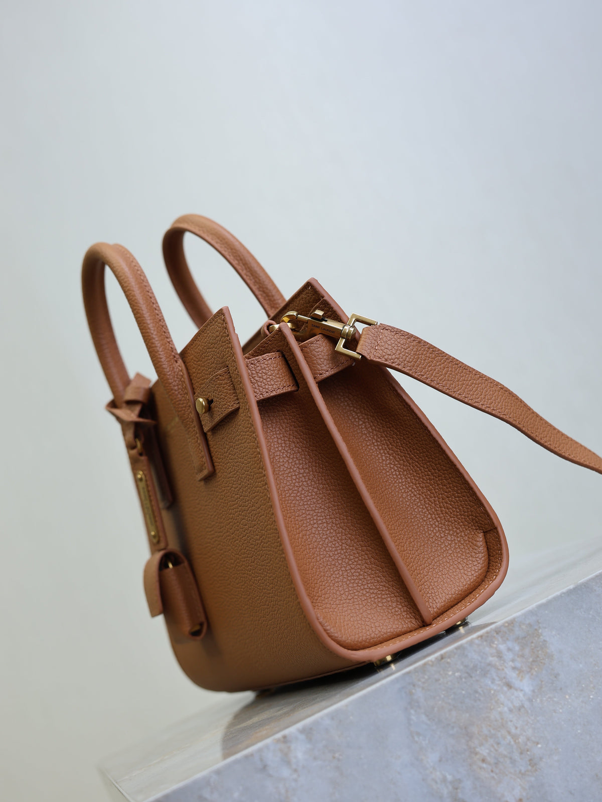 YSL Sac De Jour Nano 22cm Brown Grain Cowhide GHW
