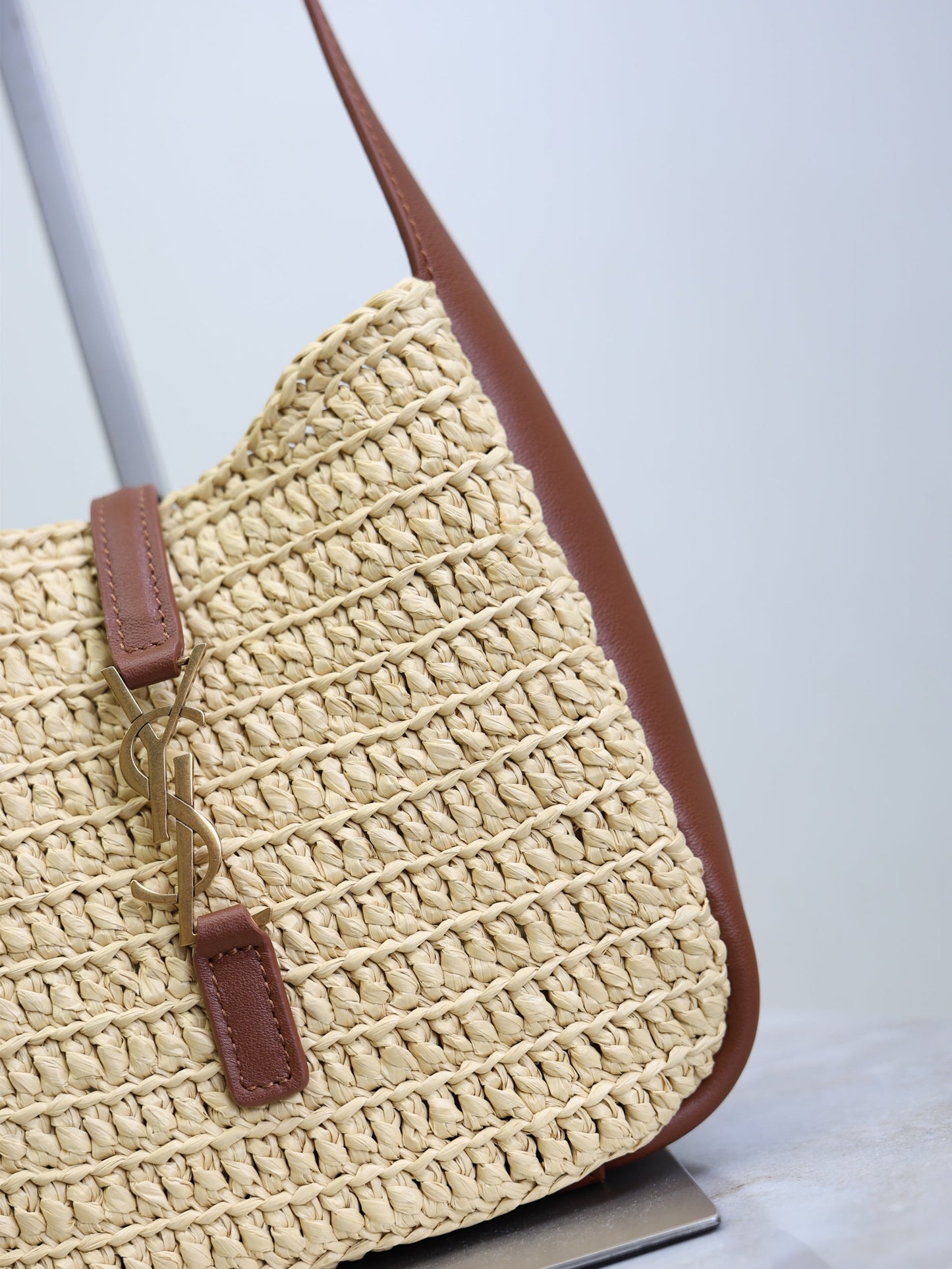 Prada LE 5A7 Mini 15cm Brown Beige Raffia Leather GHW