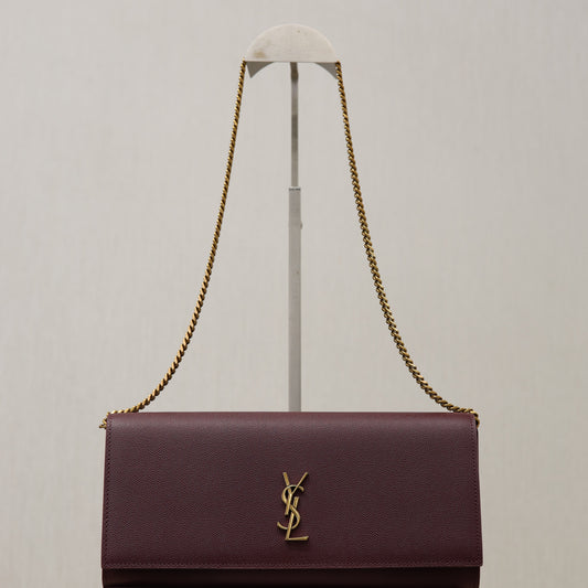 YSL Kate Clutch Bag Burgundy Caviar Leather