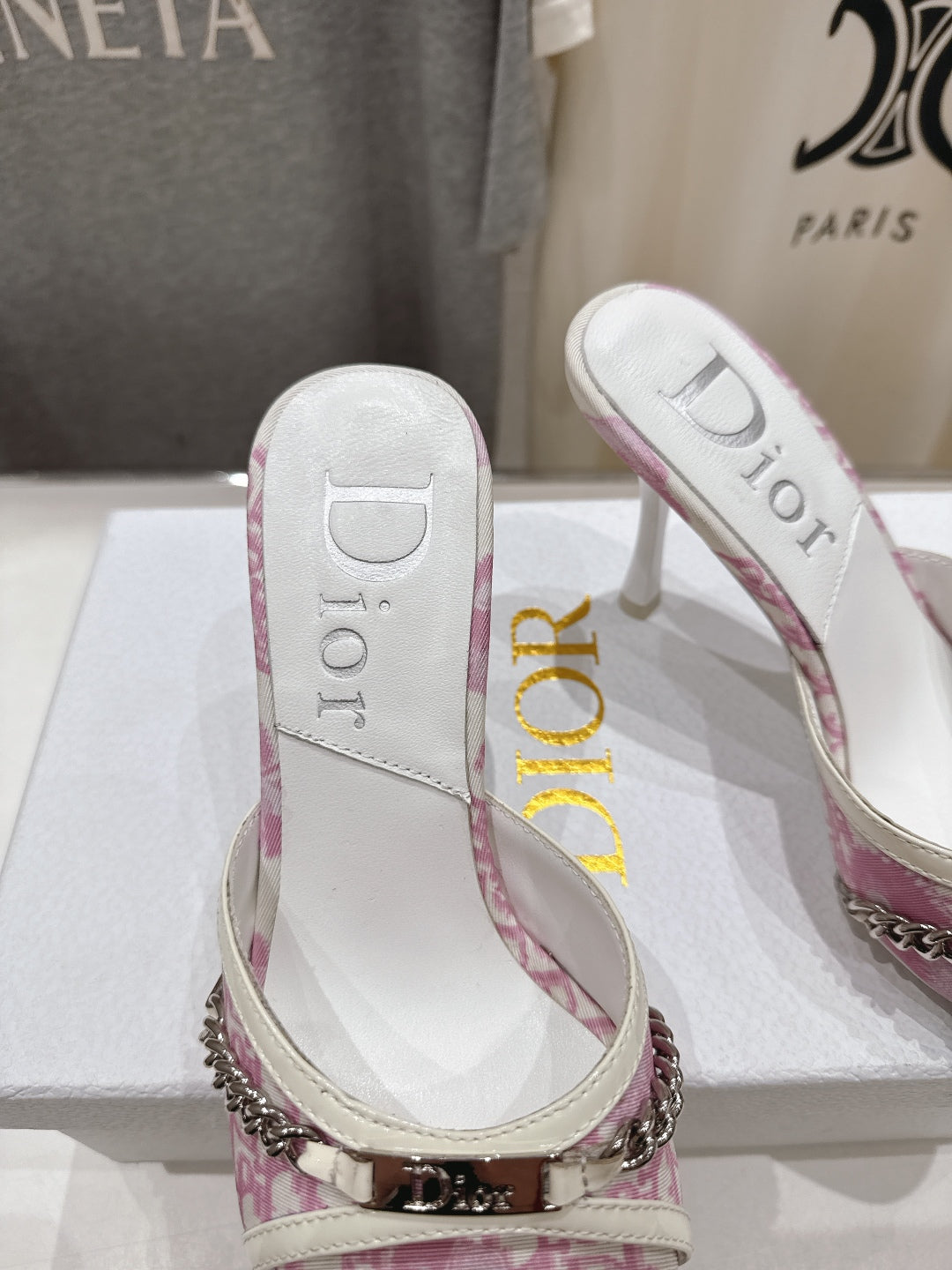 Dior Sandal Pink mix White Canvas Sheepskin 174103