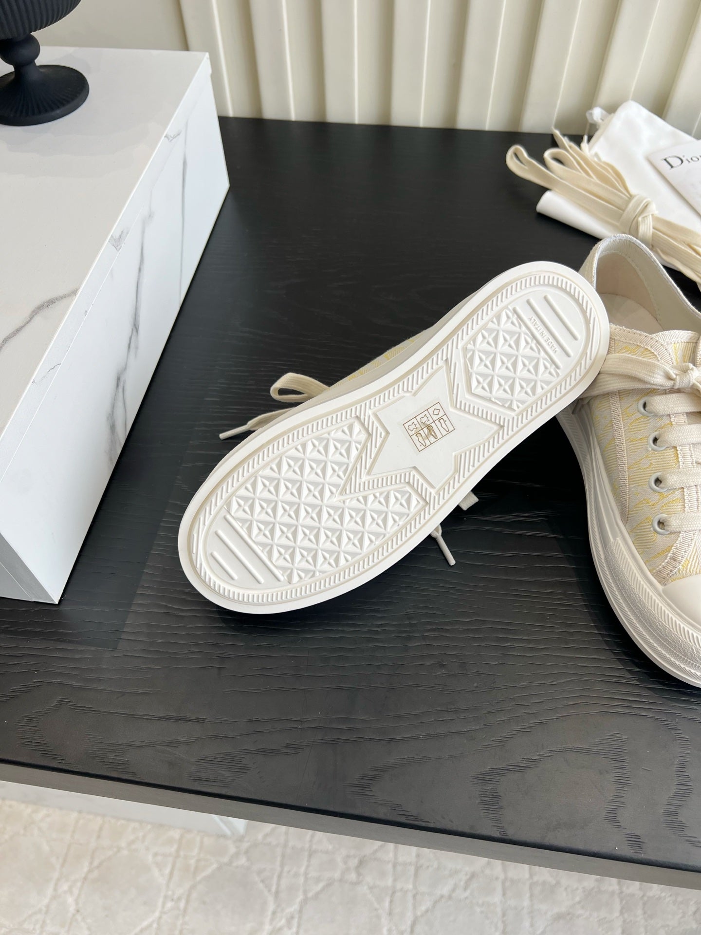 CD Dioriviera Walk'n'Dior Sneaker Cream Yellow Cotton 851244