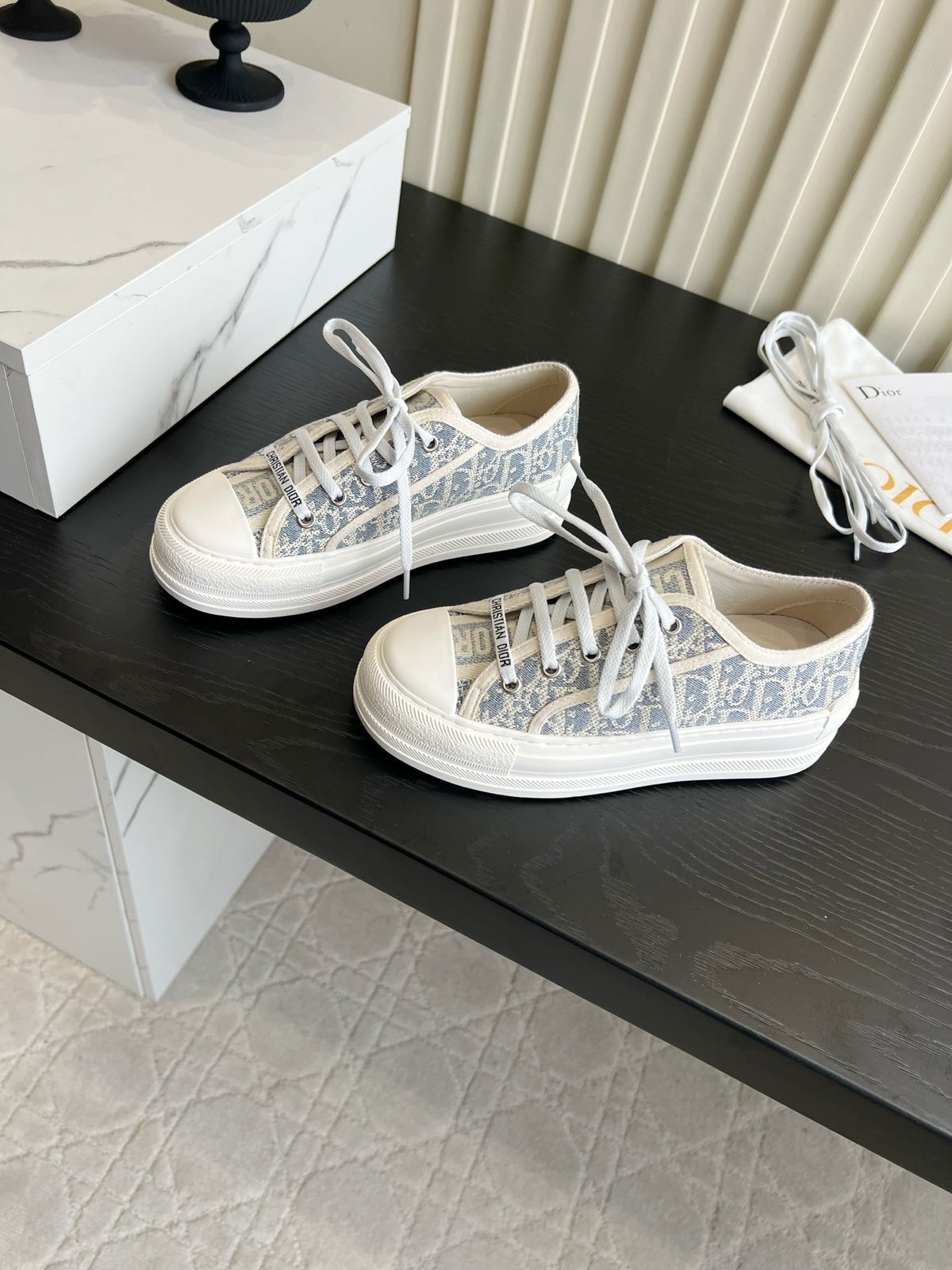 CD Dioriviera Walk'n'Dior Sneaker Wash Blue Cotton 851248