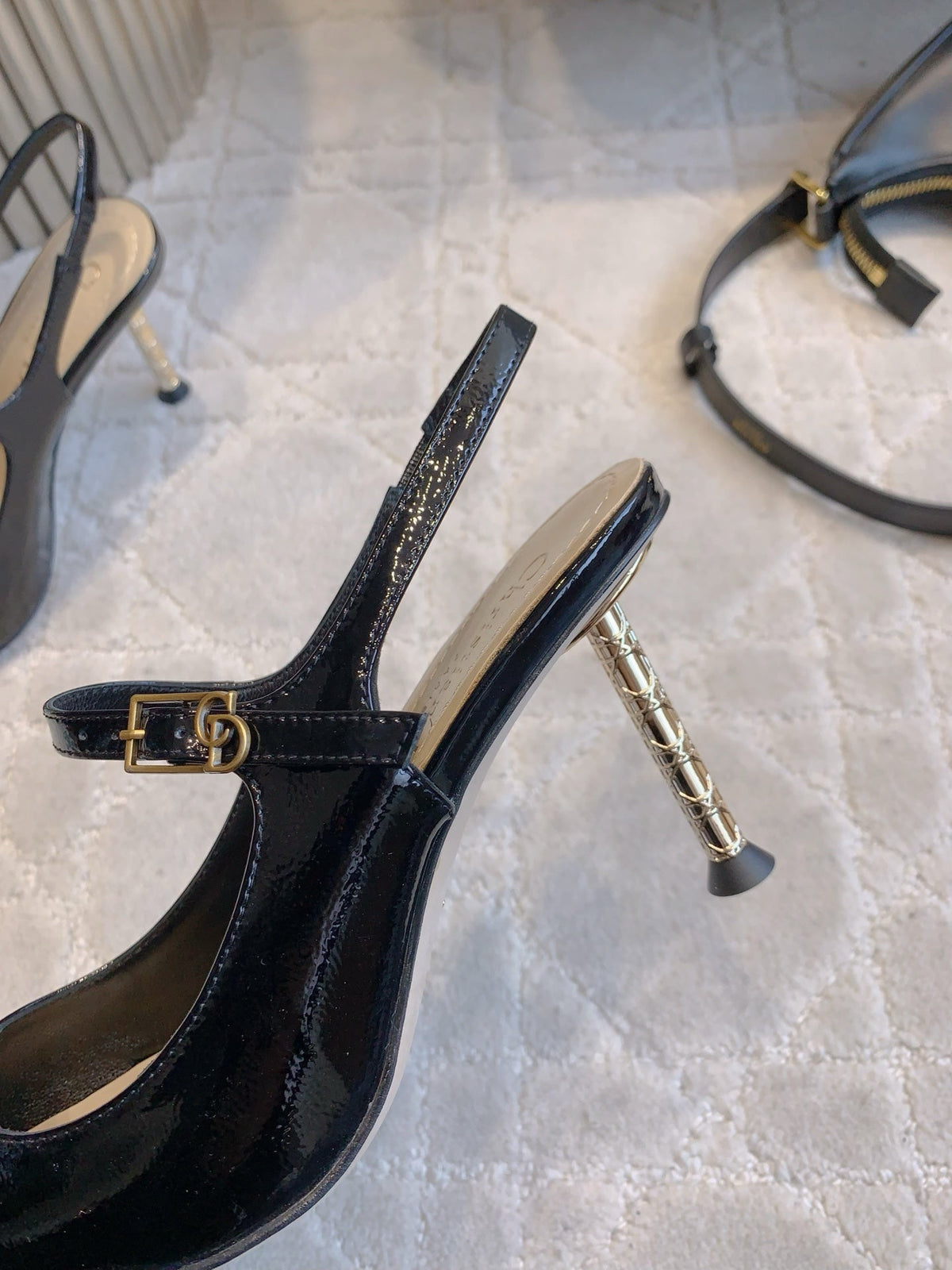 CD Icon Slingback 8cm Black Leather 615469